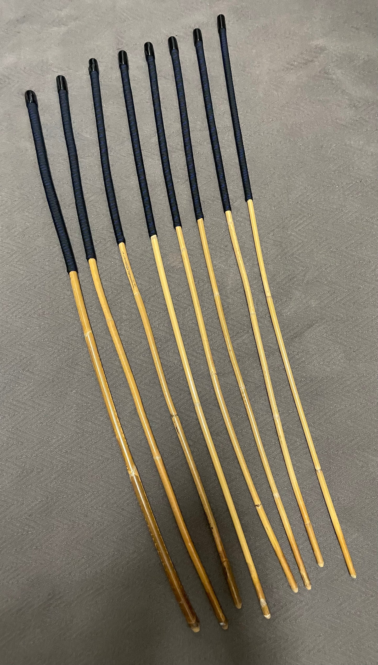 Kooboo Rattan Canes / School Canes Set of 8 Rattan Punishment Canes - 83 - 87 cms Length - Blue Streak Paracord Handles - Stripewell Canes