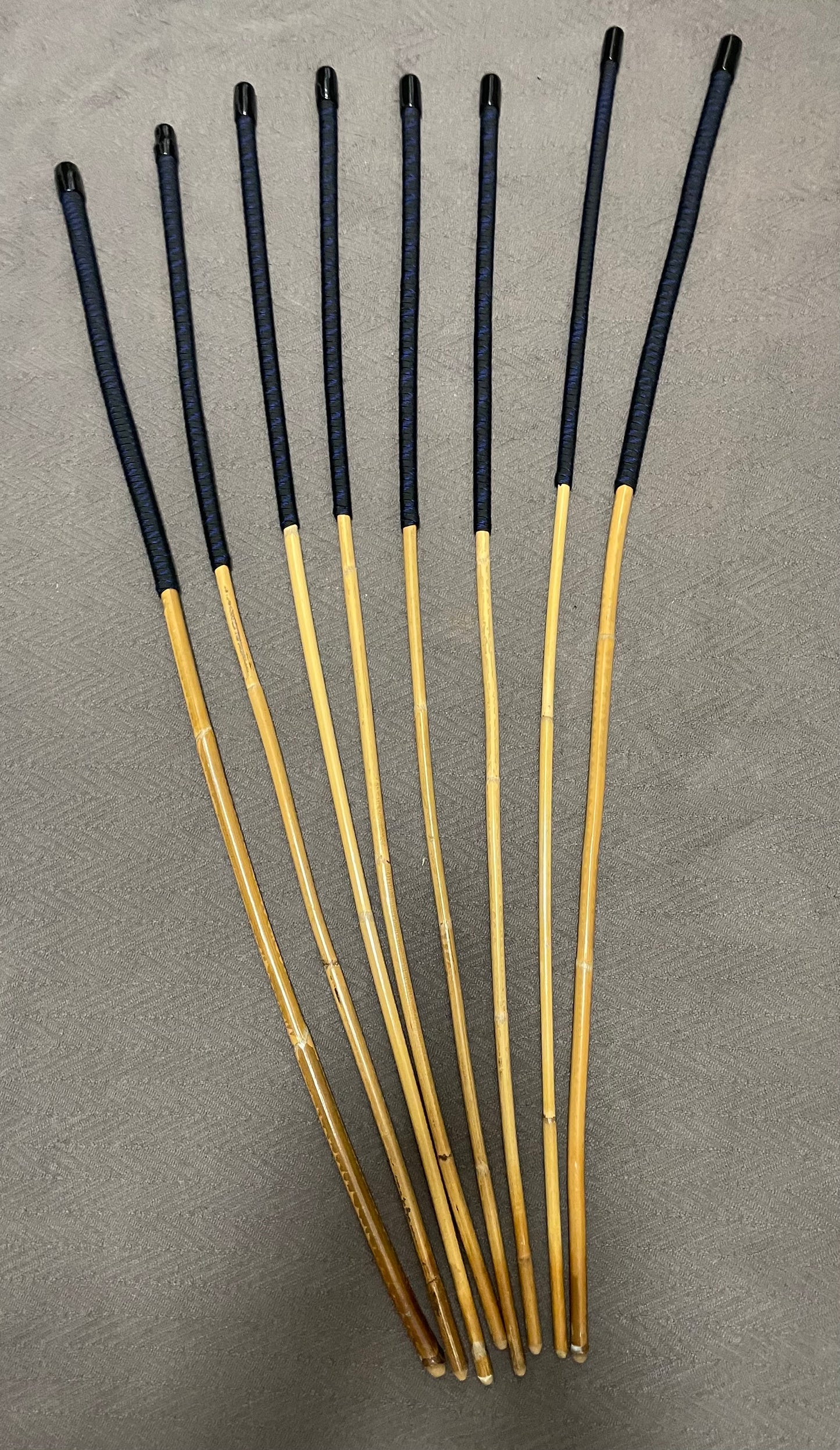 Kooboo Rattan Canes / School Canes Set of 8 Rattan Punishment Canes - 83 - 87 cms Length - Blue Streak Paracord Handles - Stripewell Canes
