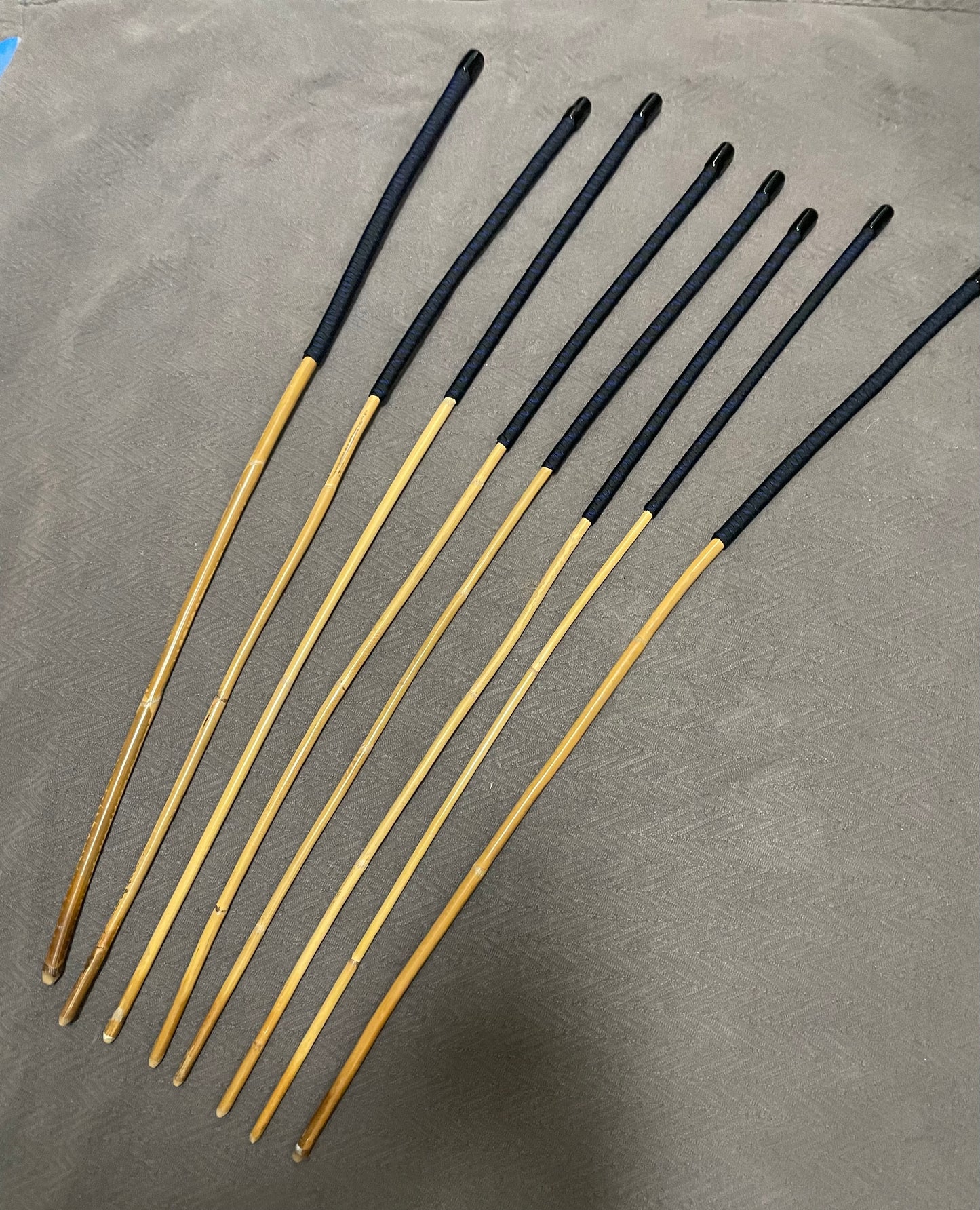 Kooboo Rattan Canes / School Canes Set of 8 Rattan Punishment Canes - 83 - 87 cms Length - Blue Streak Paracord Handles - Stripewell Canes