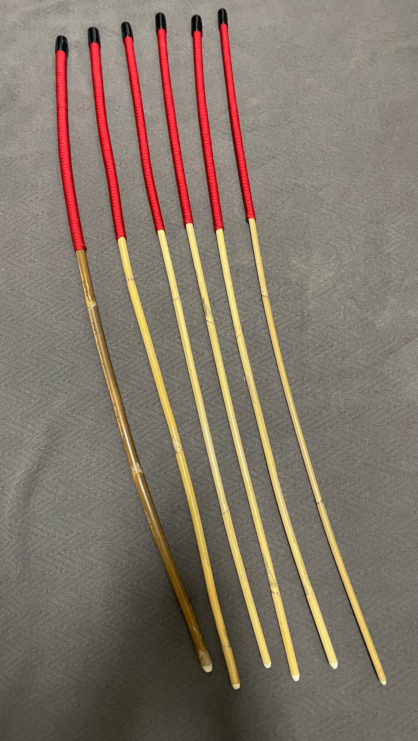 Kooboo Rattan Canes / School Canes Set of 6 Rattan Punishment Canes - 83 - 87 cms Length - RED Paracord Handles - Stripewell Canes