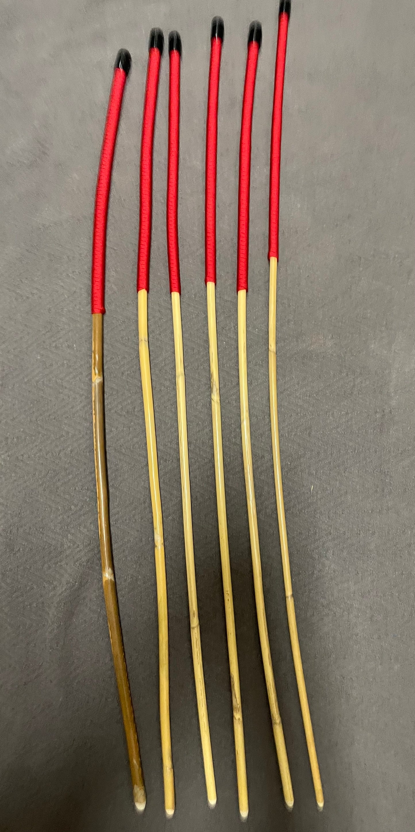 Kooboo Rattan Canes / School Canes Set of 6 Rattan Punishment Canes - 83 - 87 cms Length - RED Paracord Handles - Stripewell Canes