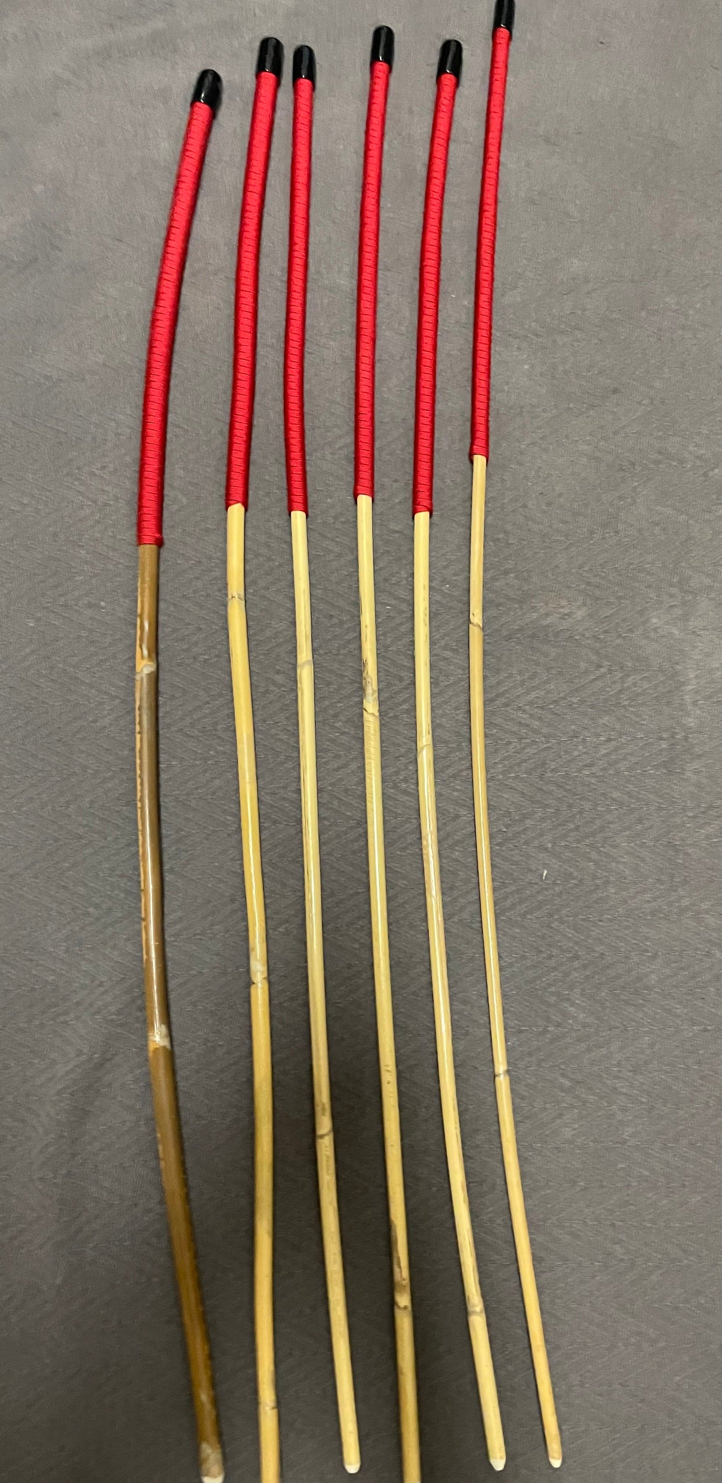 Kooboo Rattan Canes / School Canes Set of 6 Rattan Punishment Canes - 83 - 87 cms Length - RED Paracord Handles - Stripewell Canes