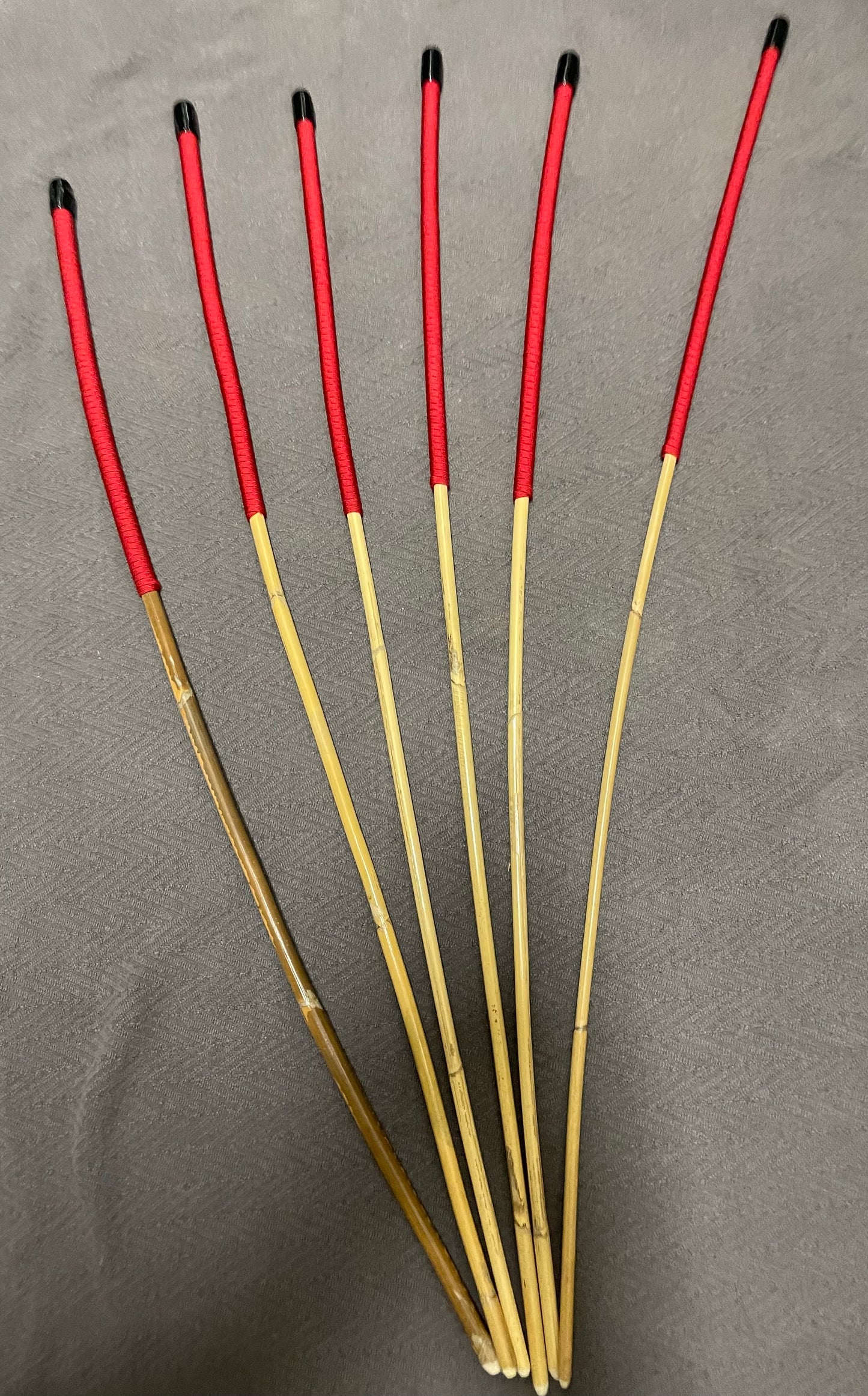 Kooboo Rattan Canes / School Canes Set of 6 Rattan Punishment Canes - 83 - 87 cms Length - RED Paracord Handles - Stripewell Canes