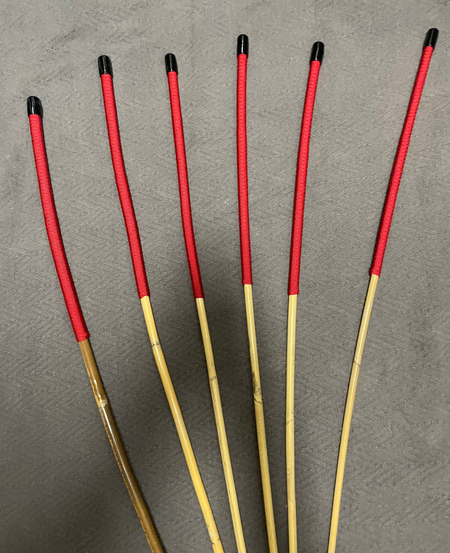Kooboo Rattan Canes / School Canes Set of 6 Rattan Punishment Canes - 83 - 87 cms Length - RED Paracord Handles - Stripewell Canes