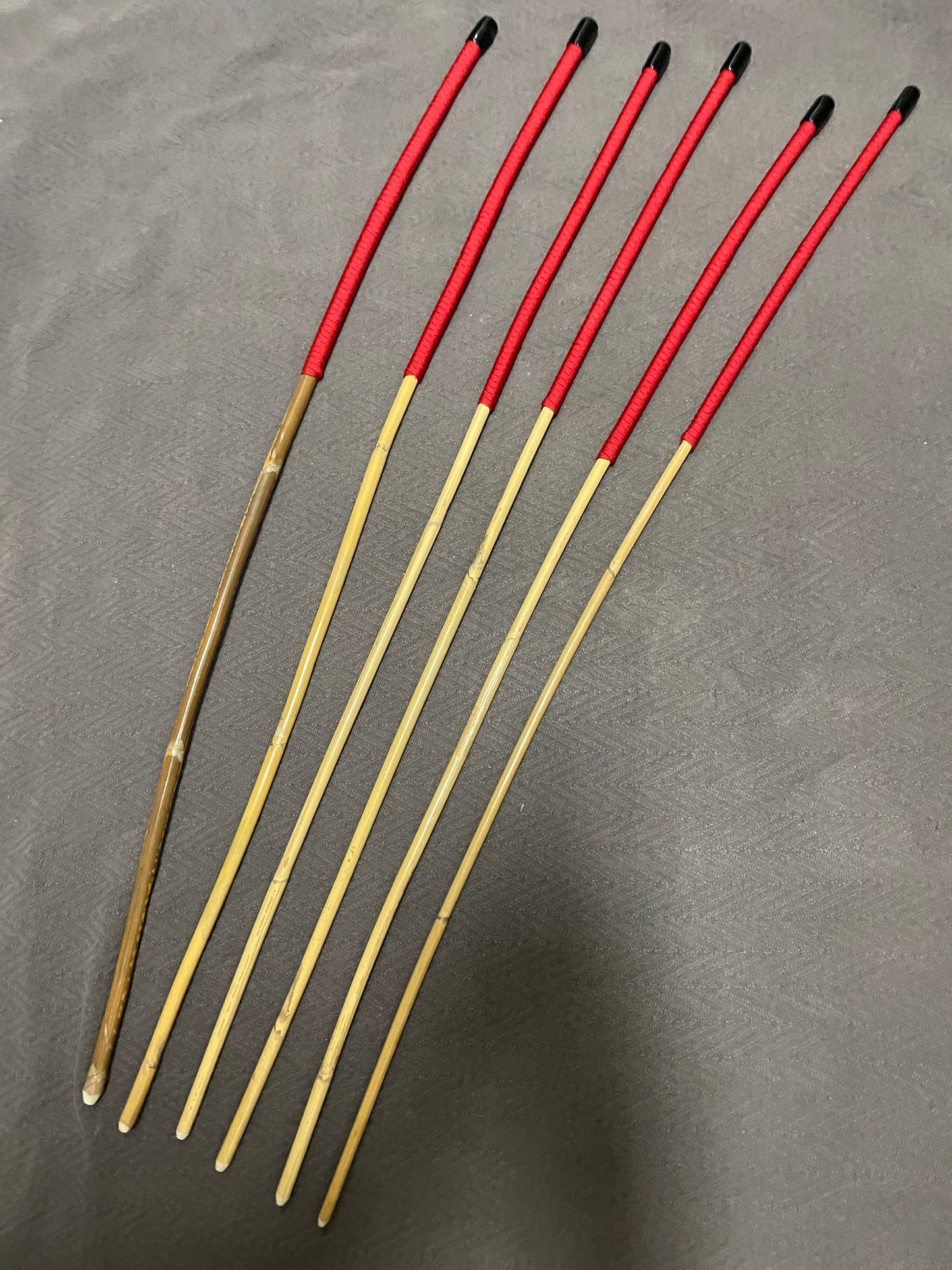 Kooboo Rattan Canes / School Canes Set of 6 Rattan Punishment Canes - 83 - 87 cms Length - RED Paracord Handles - Stripewell Canes