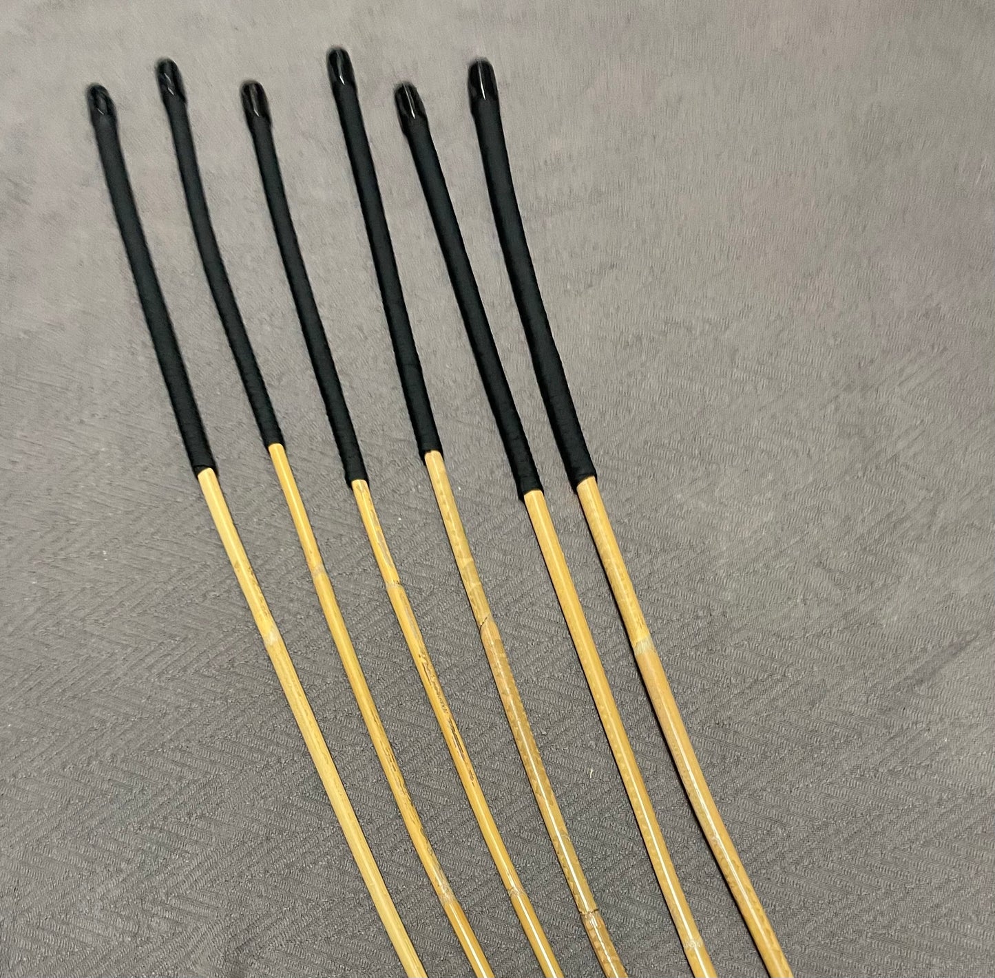 Beginner Kooboo Rattan Punishment canes / BDSM Canes Set of 6 - Black Paracord Handles - Stripewell Canes