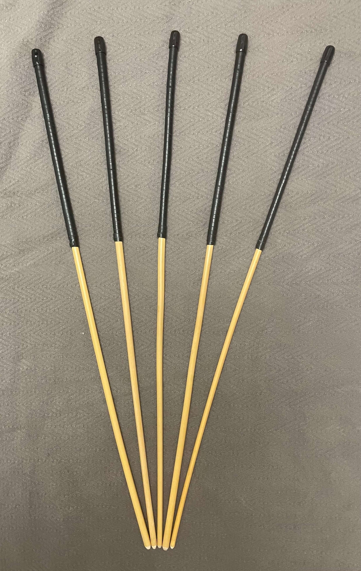 No Knot / Ultimate / Knotless Dragon Cane Set of 5 - 92 cms length - Black Kangaroo Leather Handles - Stripewell Canes