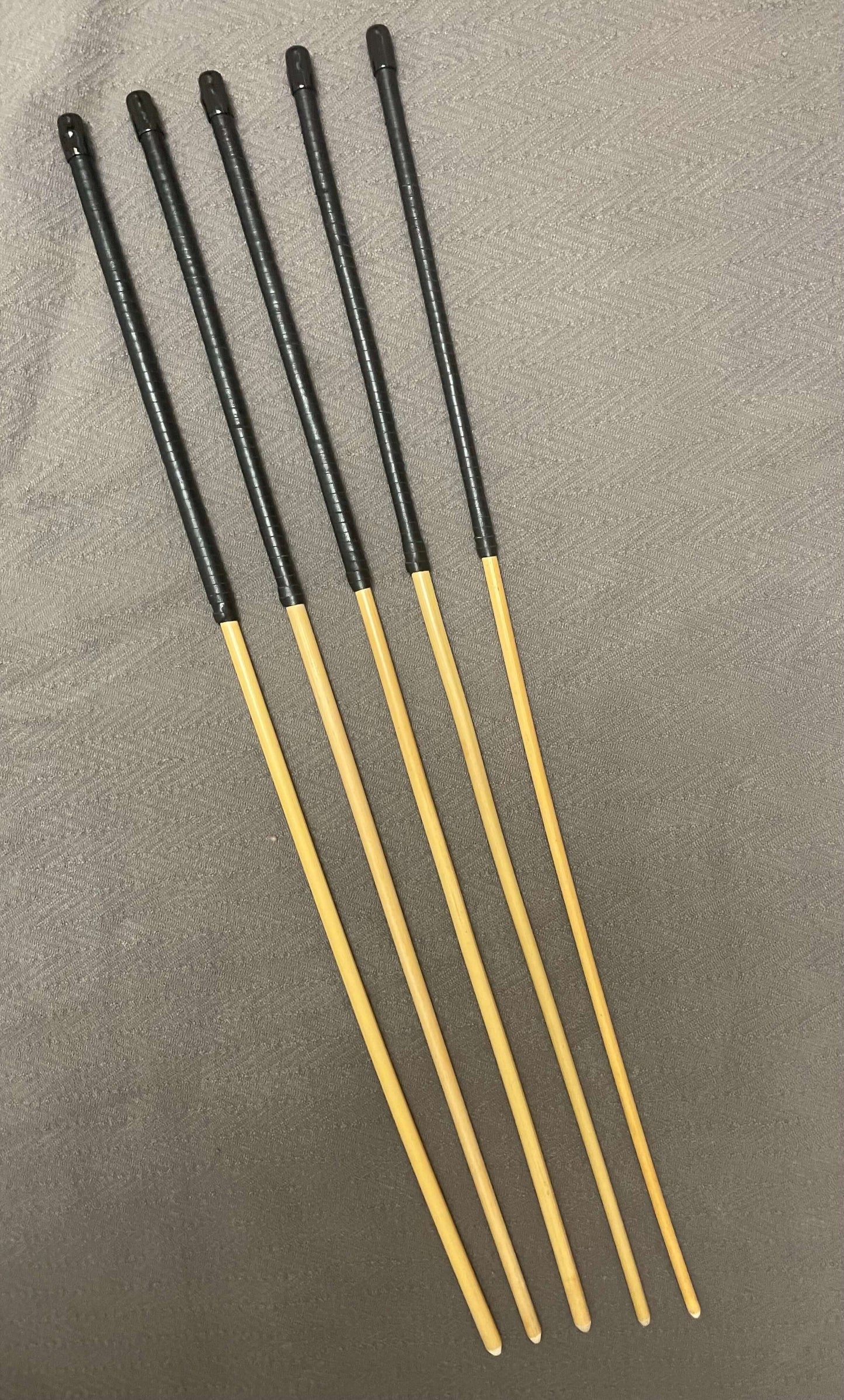 No Knot / Ultimate / Knotless Dragon Cane Set of 5 - 92 cms length - Black Kangaroo Leather Handles - Stripewell Canes