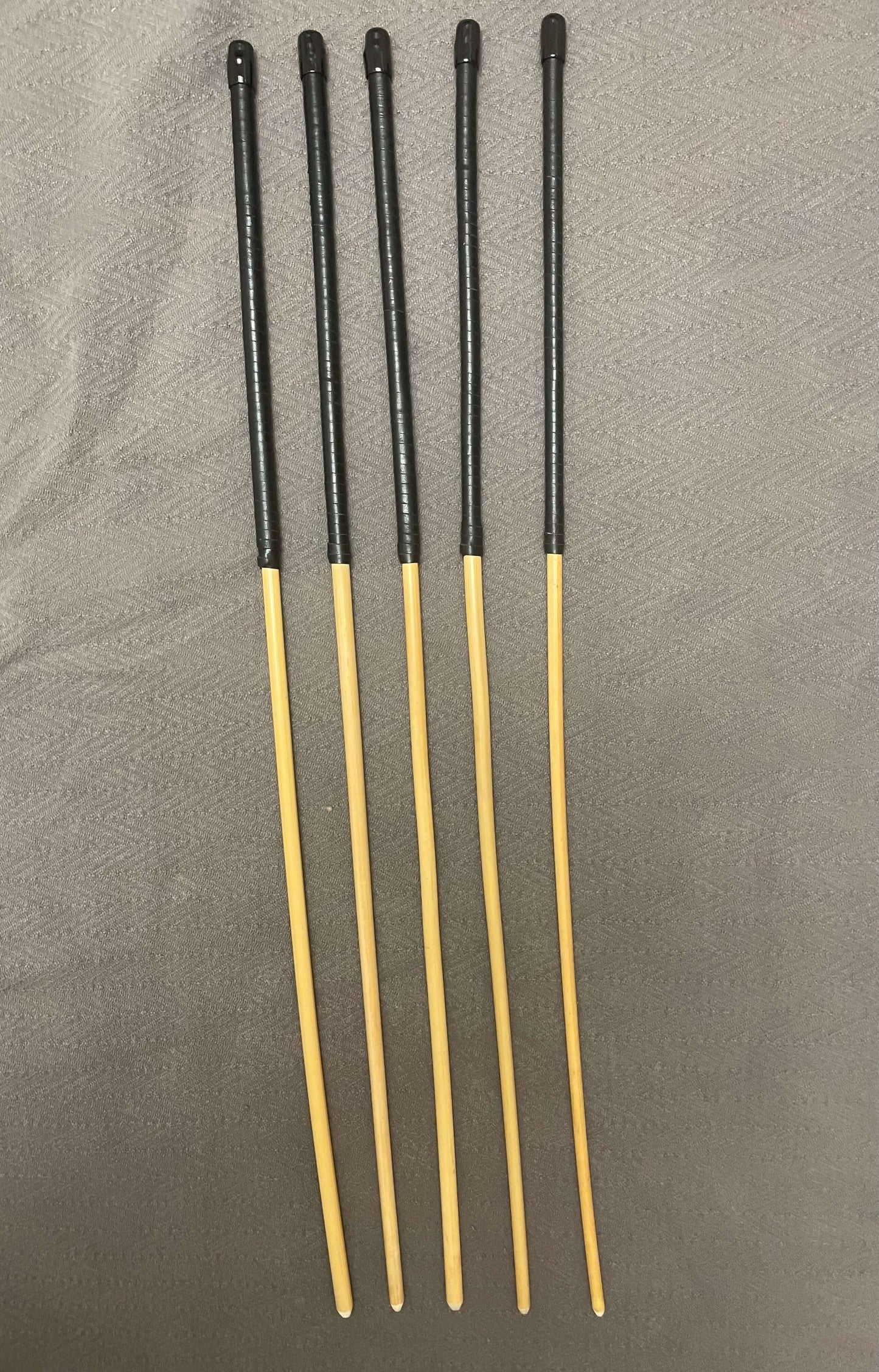 No Knot / Ultimate / Knotless Dragon Cane Set of 5 - 92 cms length - Black Kangaroo Leather Handles - Stripewell Canes
