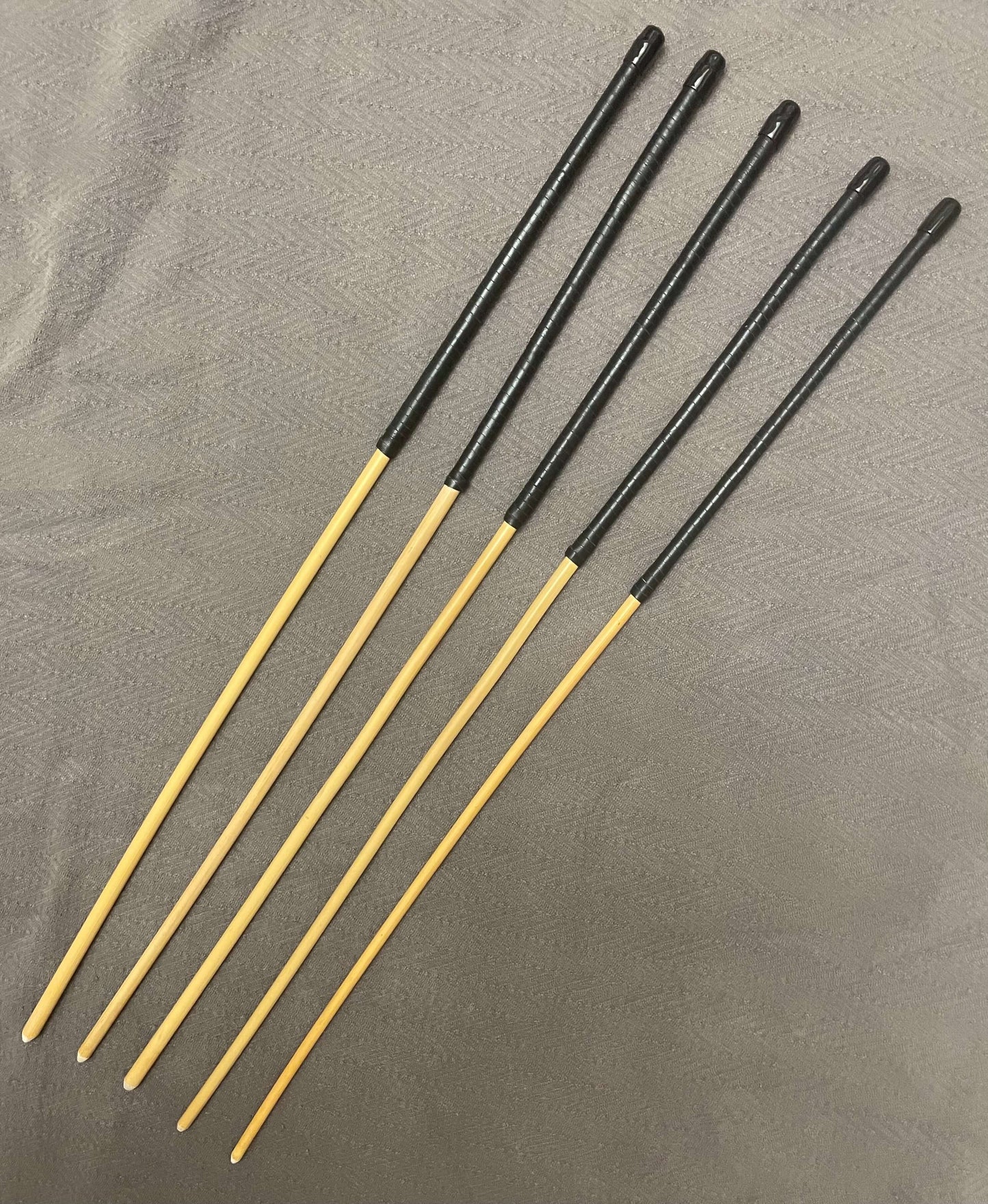 No Knot / Ultimate / Knotless Dragon Cane Set of 5 - 92 cms length - Black Kangaroo Leather Handles - Stripewell Canes