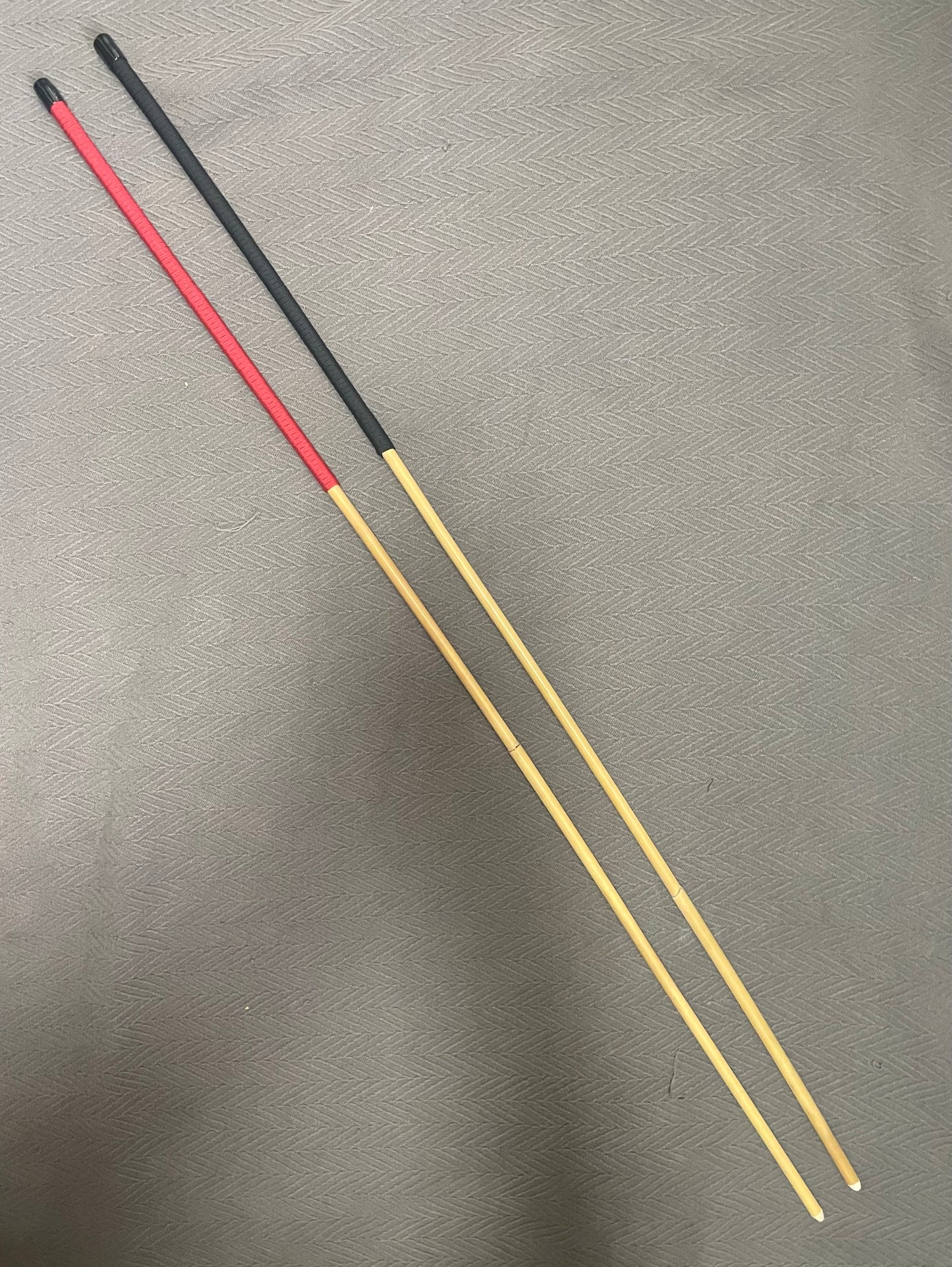 The Scorpion - Whippy Natural Dragon Rattan Cane / Punishment Cane - 105 cms L & 8 - 9 mm Diameter - 14" BLACK/RED Paracord Handles - Stripewell Canes