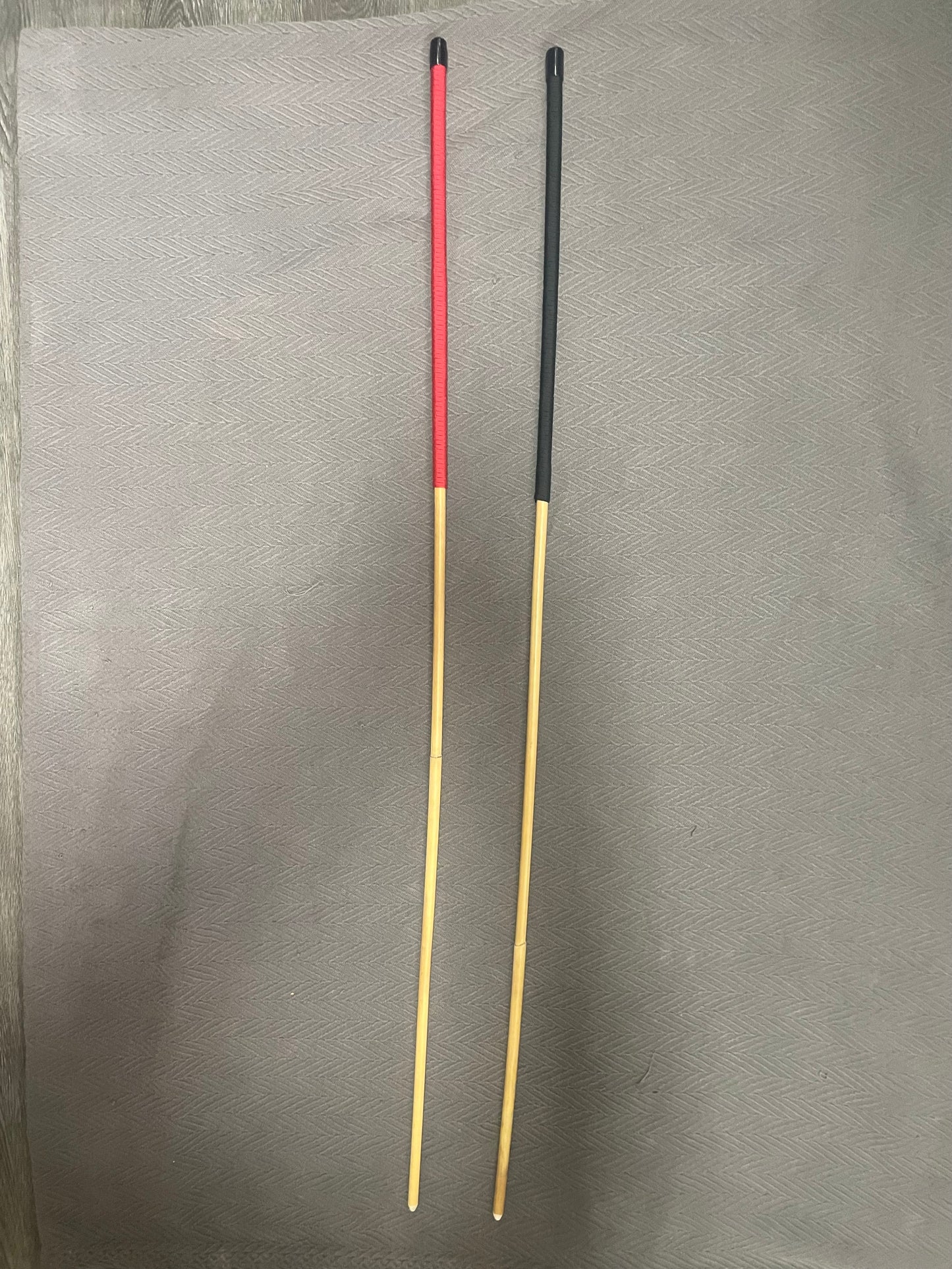 The Scorpion - Whippy Natural Dragon Rattan Cane / Punishment Cane - 105 cms L & 8 - 9 mm Diameter - 14" BLACK/RED Paracord Handles - Stripewell Canes
