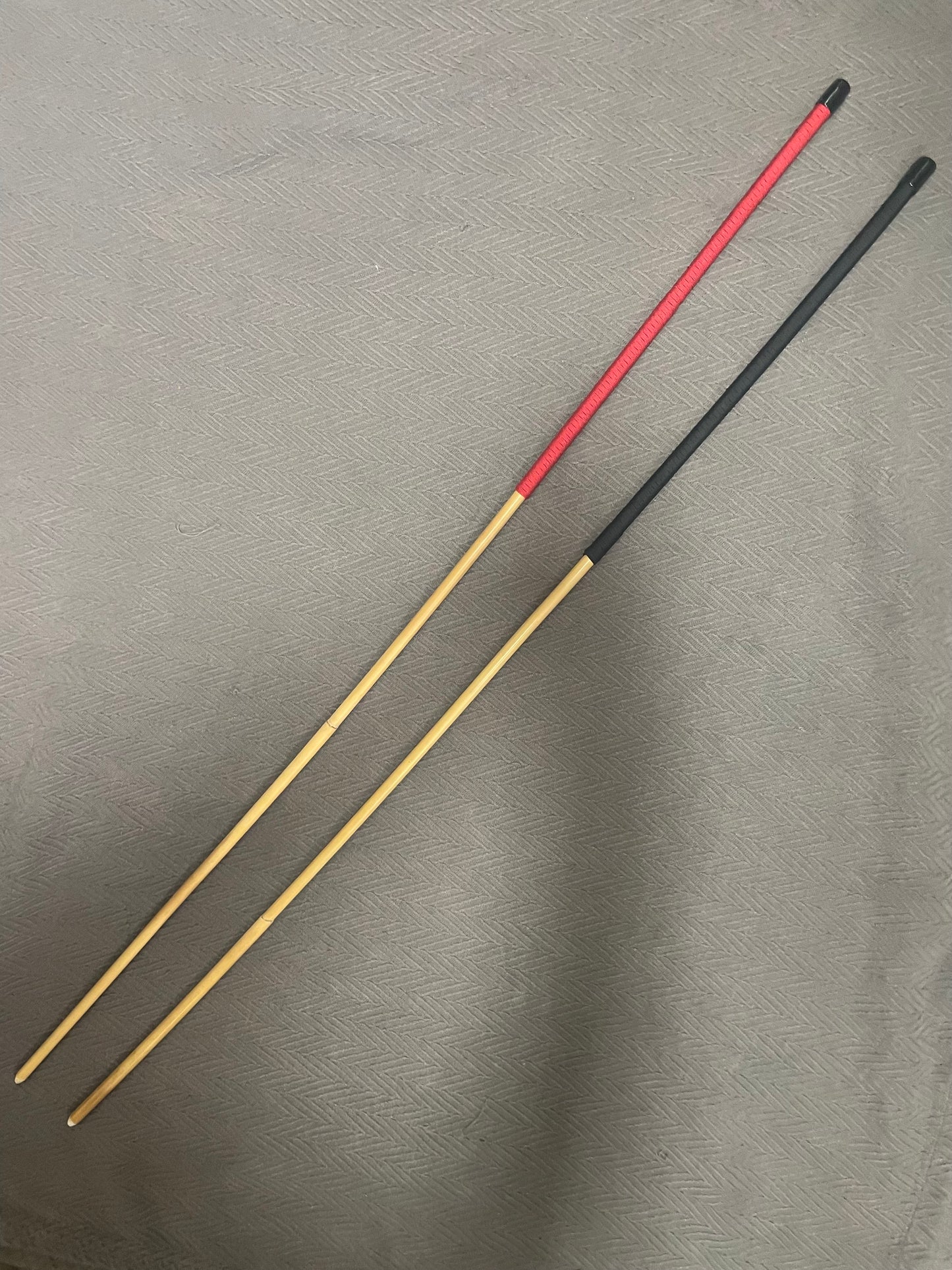 The Scorpion - Whippy Natural Dragon Rattan Cane / Punishment Cane - 105 cms L & 8 - 9 mm Diameter - 14" BLACK/RED Paracord Handles - Stripewell Canes
