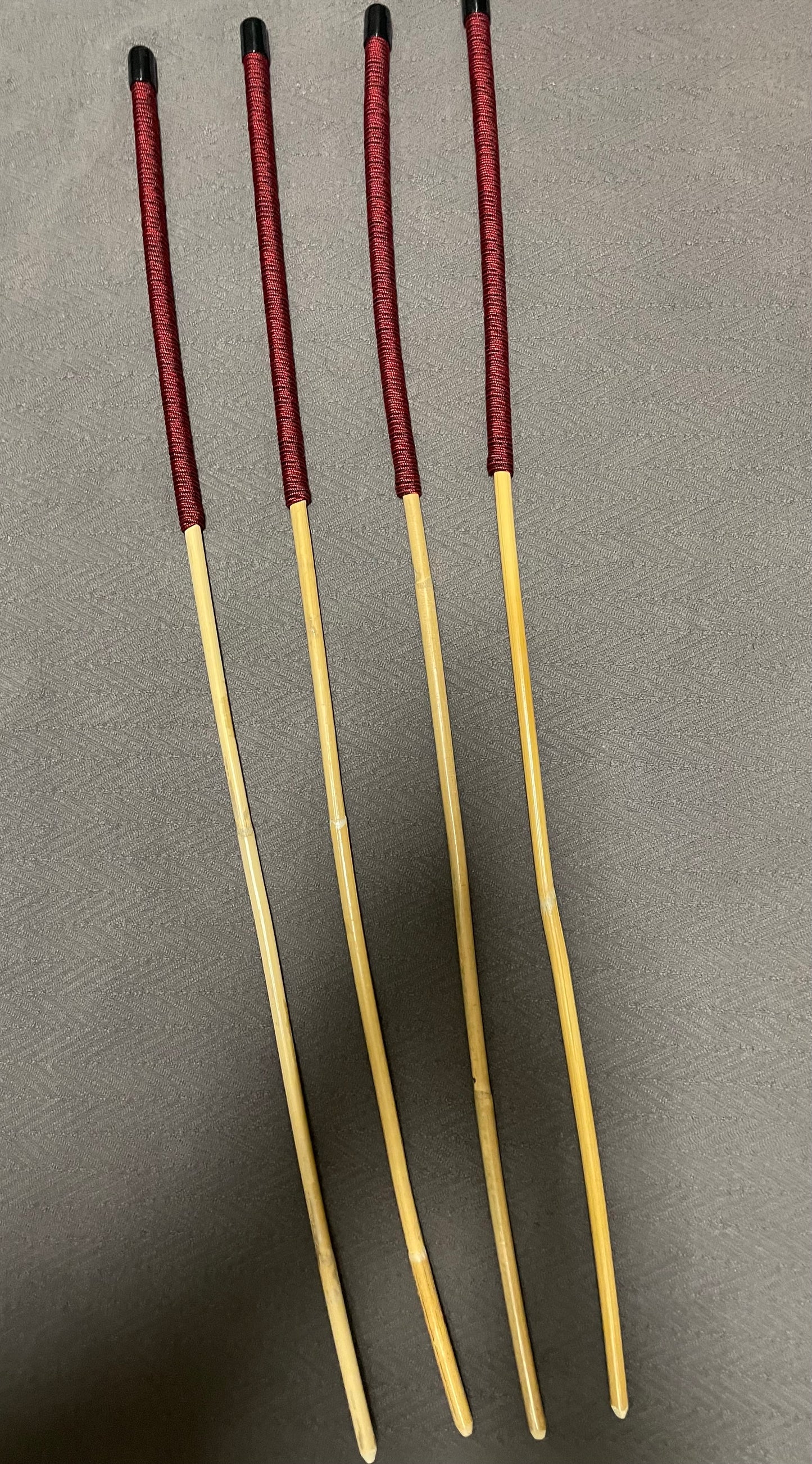 Kooboo Rattan Canes / School Canes Set of 4 Rattan Punishment Canes - 83 - 88 cms Length - Liquorice Paracord Handles - Stripewell Canes