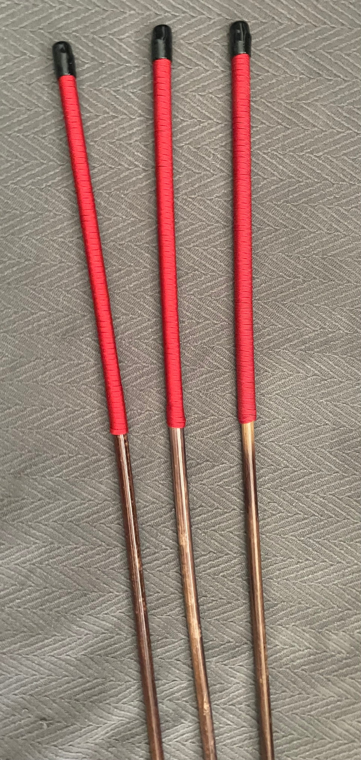No Knot Smoked Dragon Canes Set of 3 / Knotless Smoked Dragon Canes / Ultimate Canes - NO KNOT PRO SET - 90 - 92 cms Length - 12" BLACK Kangaroo Leather OR RED / BLACK Paracord Handles