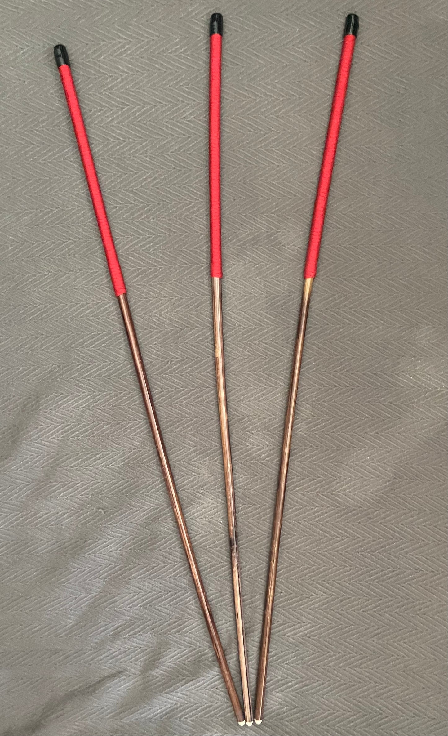 No Knot Smoked Dragon Canes Set of 3 / Knotless Smoked Dragon Canes / Ultimate Canes - NO KNOT PRO SET - 90 - 92 cms Length - 12" BLACK Kangaroo Leather OR RED / BLACK Paracord Handles
