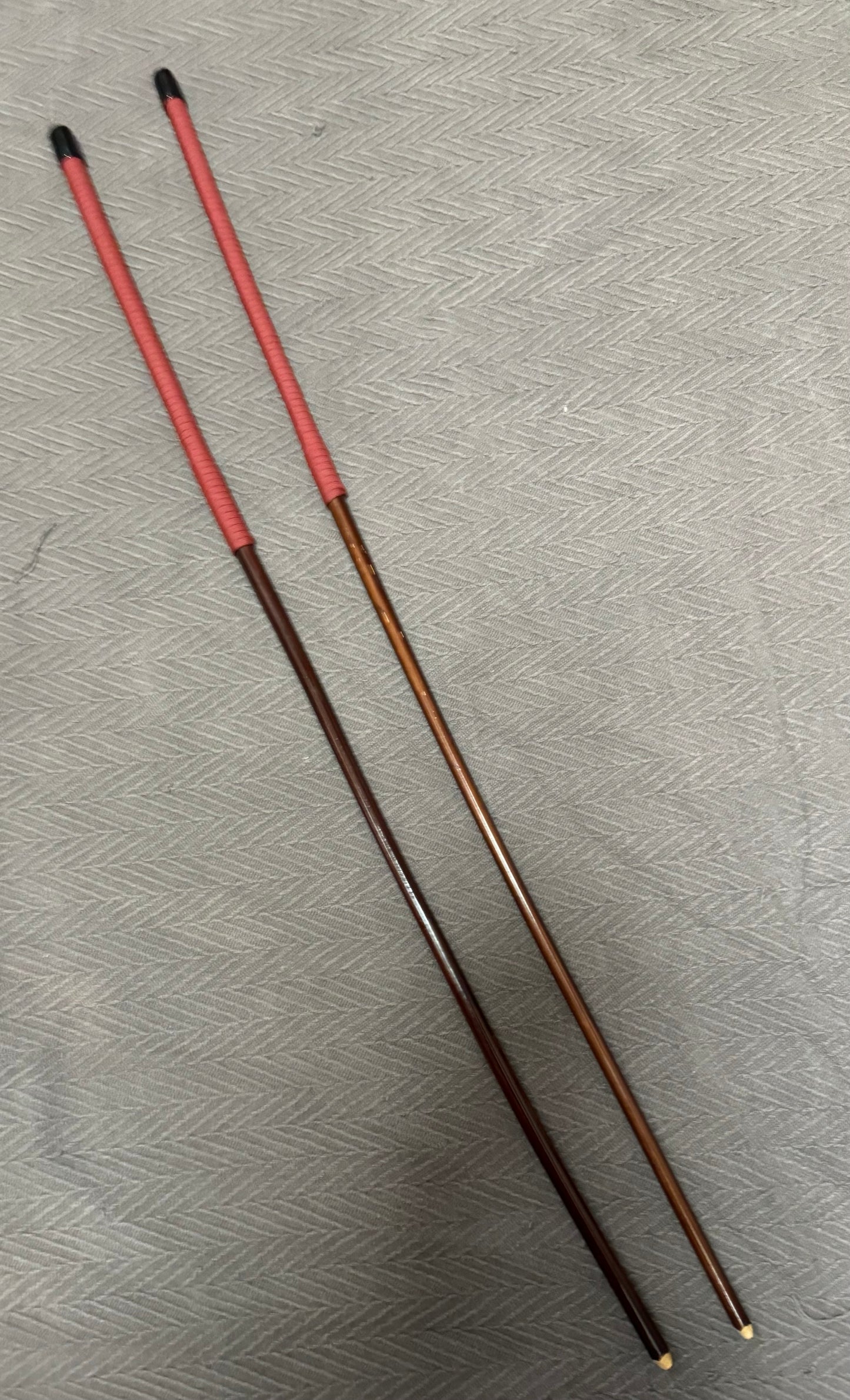 No Knot Smoked Dragon Canes / Knotless Smoked Dragon Canes Set of 2 - 82 - 84 cms length - BRICK RED Paracord Handles - Stripewell Canes