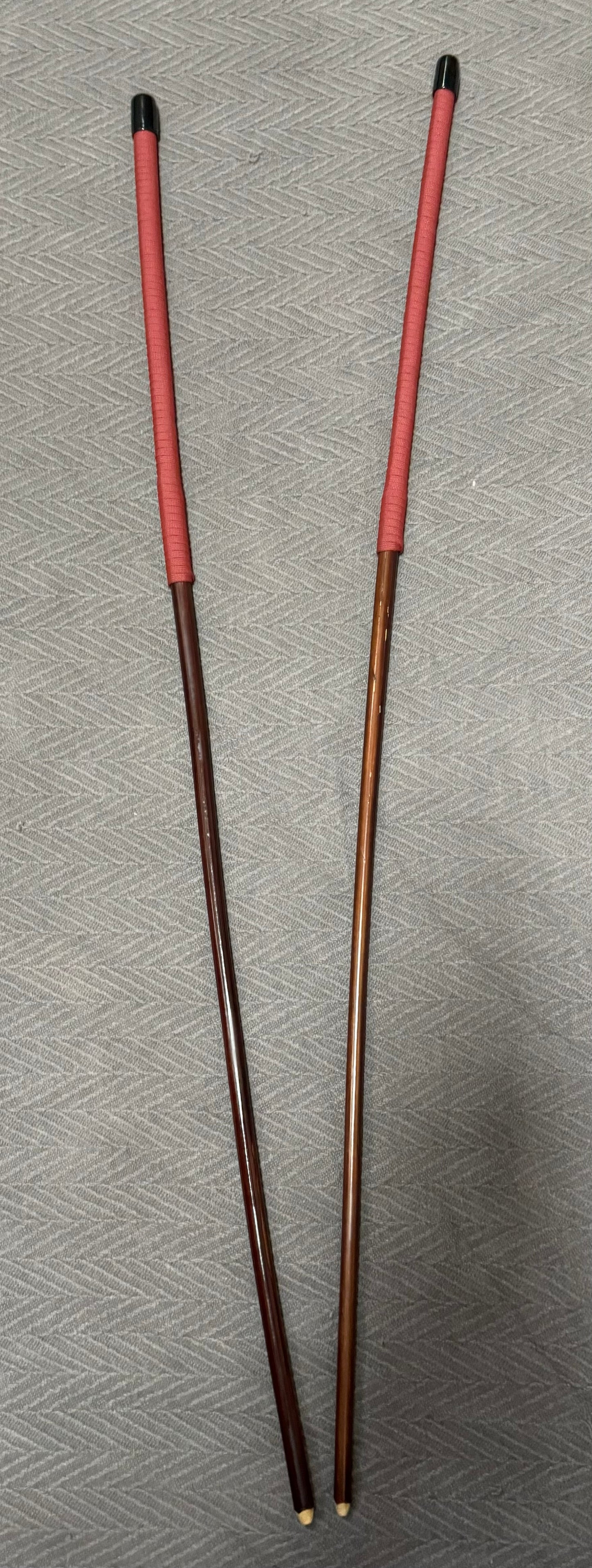 No Knot Smoked Dragon Canes / Knotless Smoked Dragon Canes Set of 2 - 82 - 84 cms length - BRICK RED Paracord Handles - Stripewell Canes