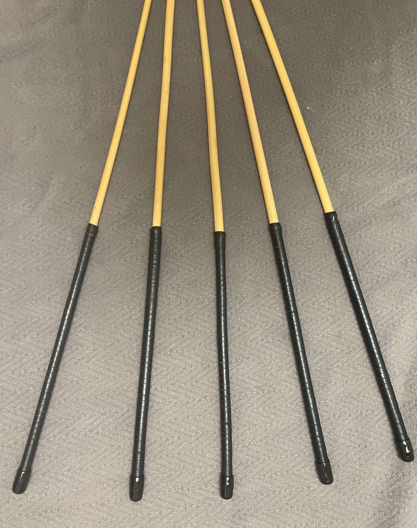 No Knot / Ultimate / Knotless Dragon Cane Set of 5 - 84 cms length - Black Kangaroo Leather Handles - Stripewell Canes