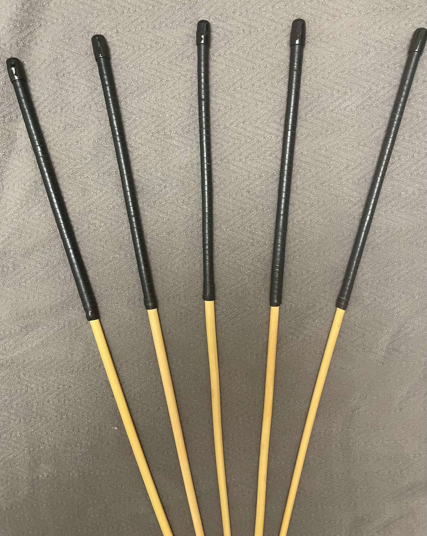 No Knot / Ultimate / Knotless Dragon Cane Set of 5 - 84 cms length - Black Kangaroo Leather Handles - Stripewell Canes