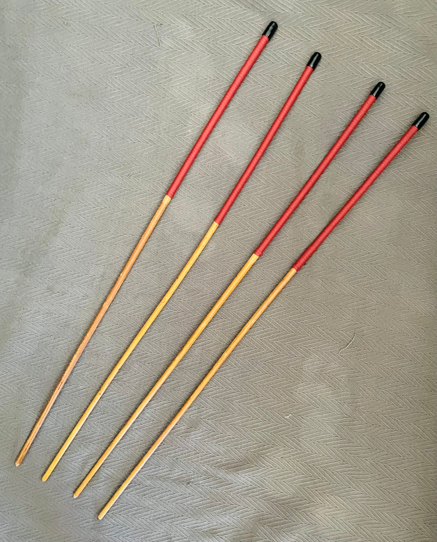 No Knot Golden Smoked Dragon Canes / Knotless Smoked Dragon Canes / Set of 4 - 90 to 92 cms length - Brick Red Paracord Handles - Stripewell Canes