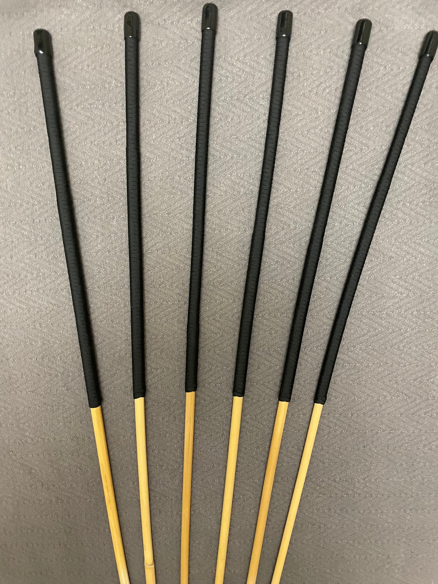 Thick and Thuddy Natural Dragon Rattan Punishment Canes Set of 6 / Whipping Canes / School Canes - THICK AND THUDDY RATTAN CANE PREMIUM SET - 110 cms Length - BLACK Paracord Handles