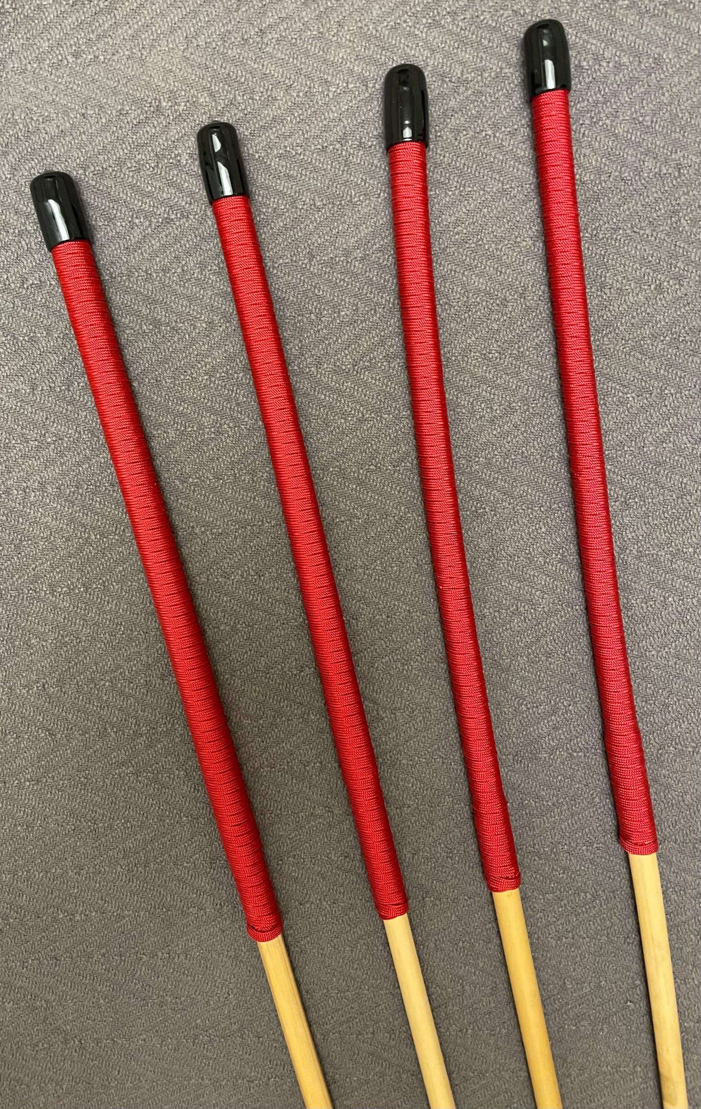 Set of 4 NO KNOT Dragon Canes / School Canes / Punishment Canes - NO KNOT PREMIUM SET - - 82/84 cms Length - RED Handles - Stripewell Canes