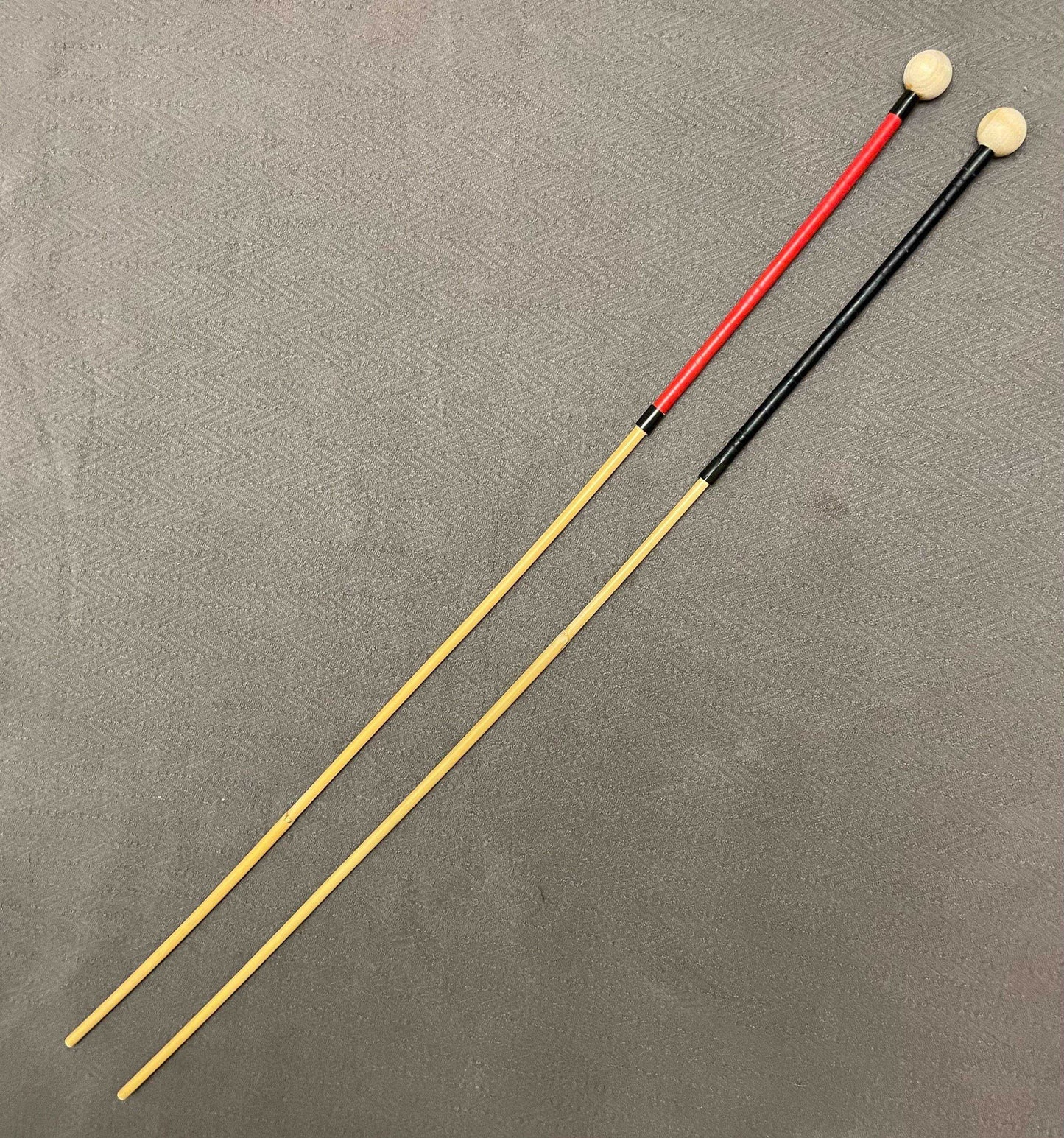 Dressage Whip Style Natural Dragon Rattan Cane / School Cane / Punishment Cane - 95/100 cms Length - 9/9.5 mm Diameter - BLACK/RED Kangaroo Leather / Paracord Handles - Stripewell Canes
