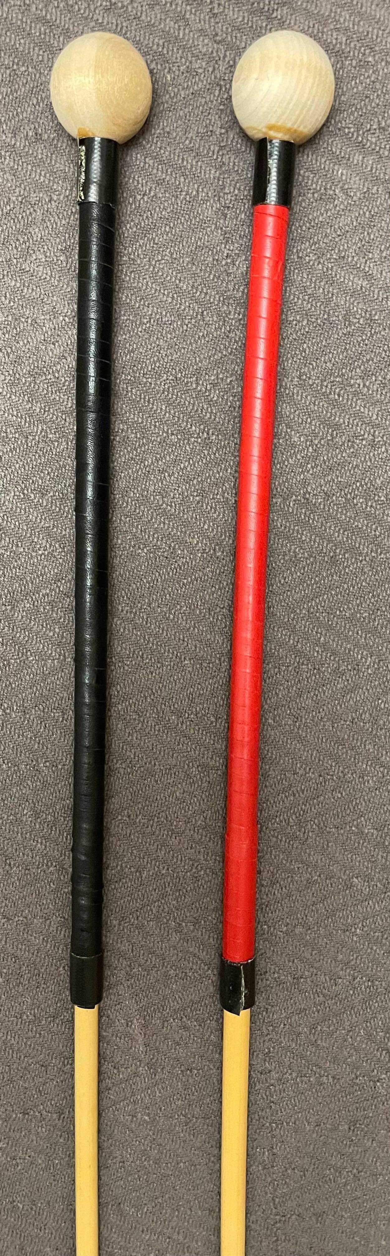 Dressage Whip Style Natural Dragon Rattan Cane / School Cane / Punishment Cane - 95/100 cms Length - 9/9.5 mm Diameter - BLACK/RED Kangaroo Leather / Paracord Handles - Stripewell Canes