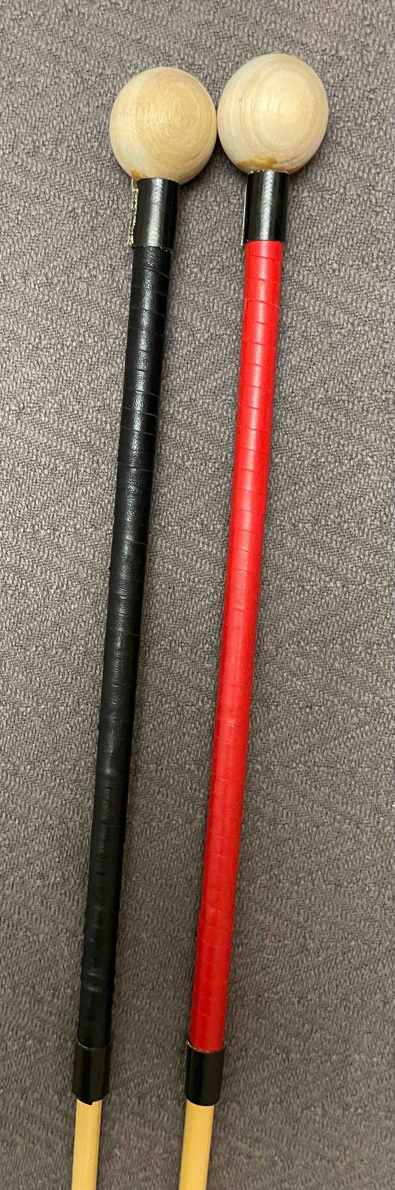 Dressage Whip Style Natural Dragon Rattan Cane / School Cane / Punishment Cane - 95/100 cms Length - 9/9.5 mm Diameter - BLACK/RED Kangaroo Leather / Paracord Handles - Stripewell Canes