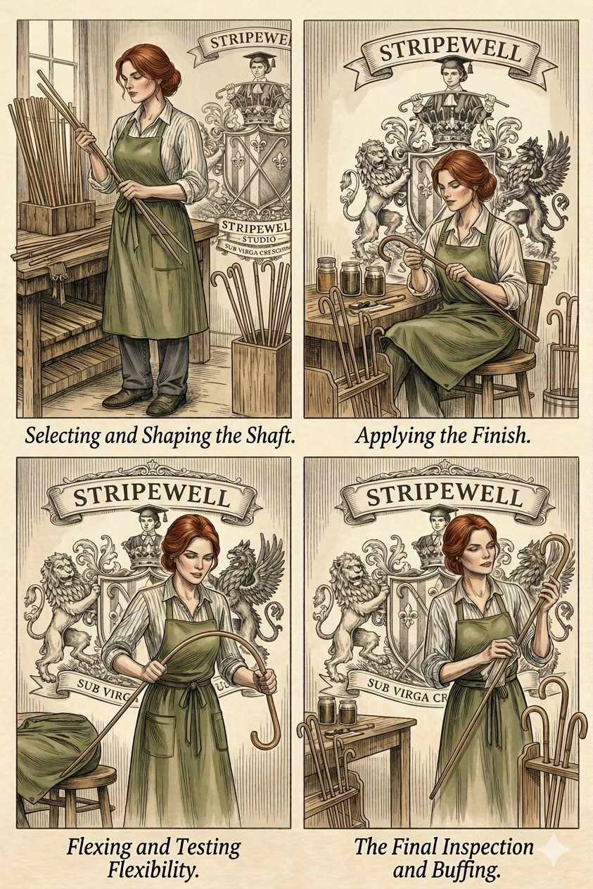 Miss Stripewell making Elite English School Canes