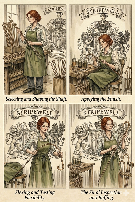 Miss Stripewell making Elite English School Canes