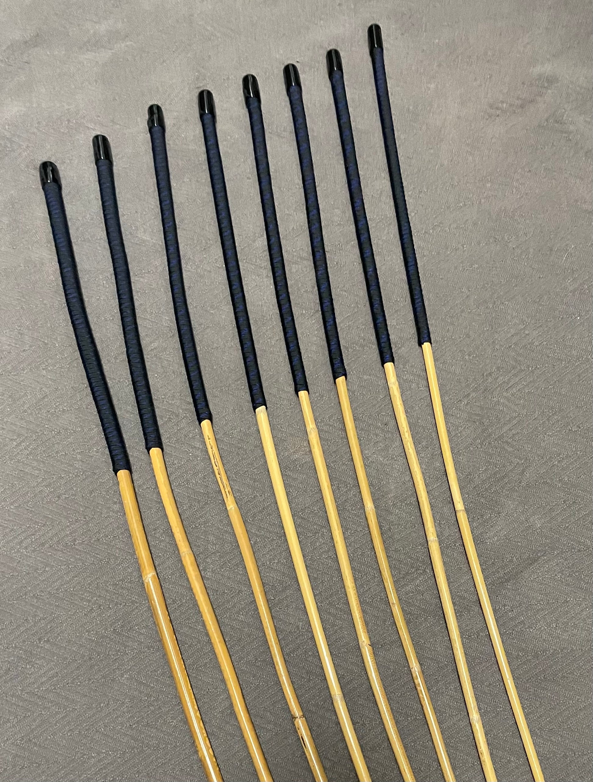 Kooboo Rattan Canes / School Canes  Set of 8 Rattan Punishment Canes - 83 - 87 cms Length - Blue Streak Paracord Handles - Stripewell Canes