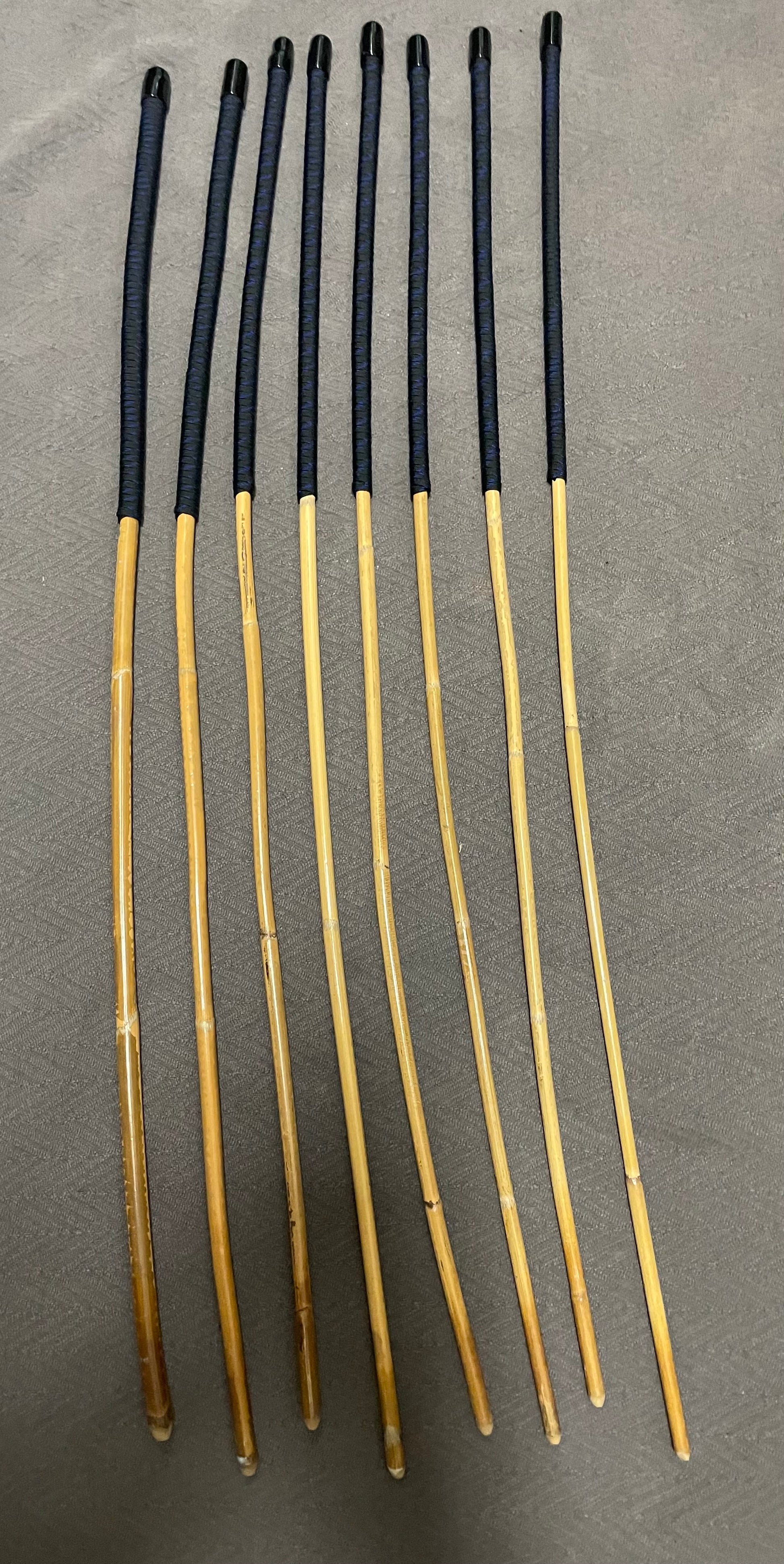 Kooboo Rattan Canes / School Canes  Set of 8 Rattan Punishment Canes - 83 - 87 cms Length - Blue Streak Paracord Handles - Stripewell Canes