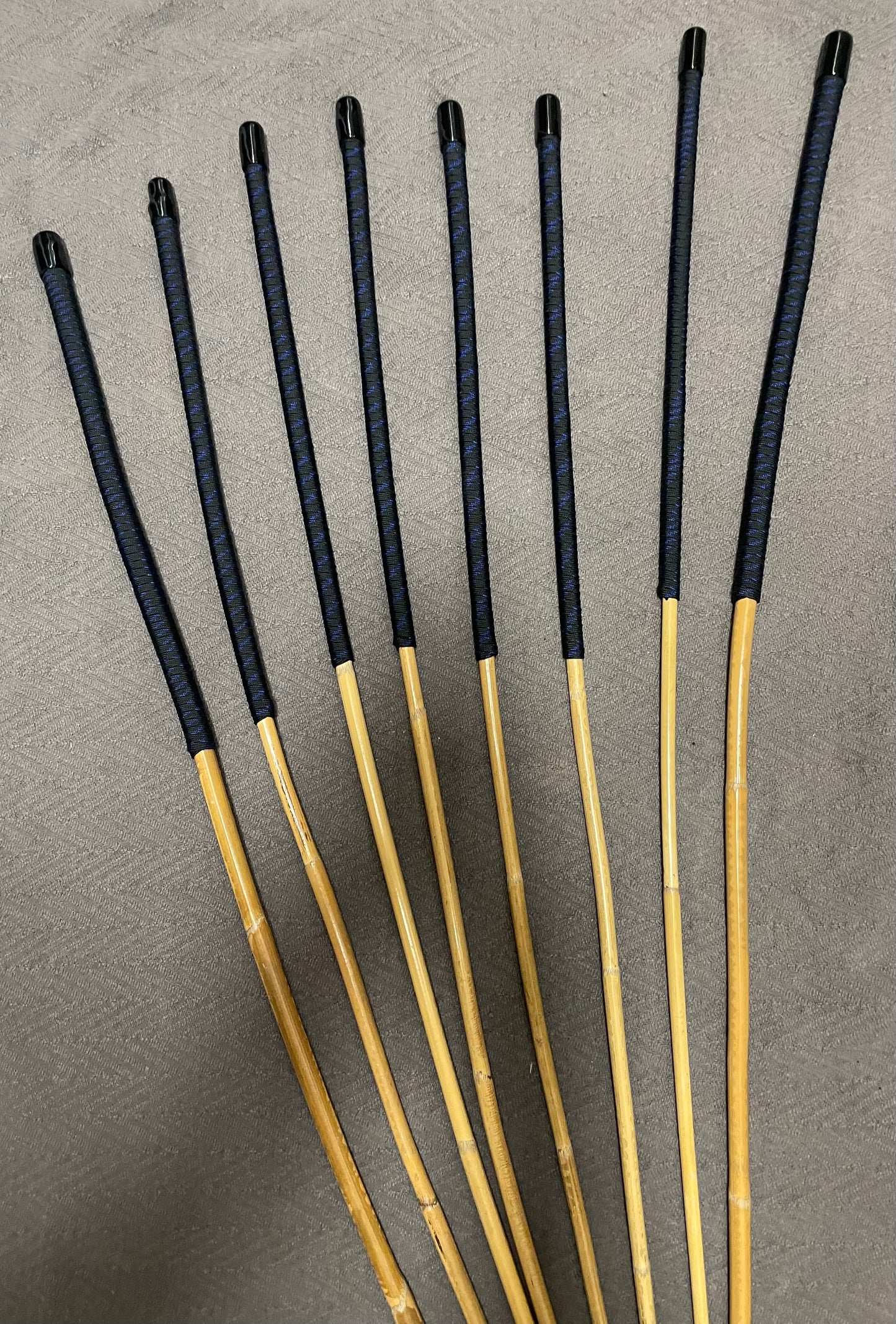 Kooboo Rattan Canes / School Canes  Set of 8 Rattan Punishment Canes - 83 - 87 cms Length - Blue Streak Paracord Handles - Stripewell Canes