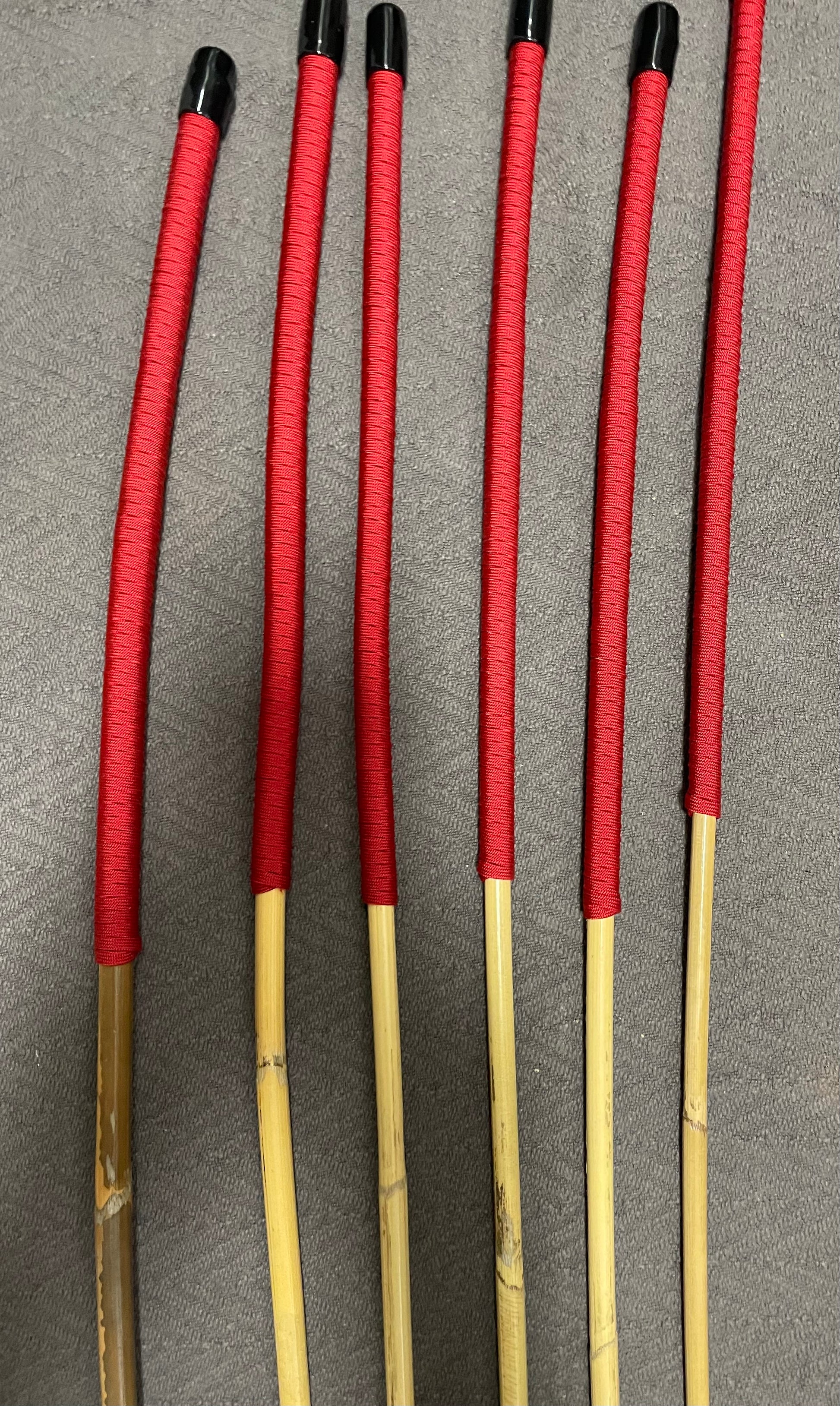 Kooboo Rattan Canes / School Canes  Set of 6 Rattan Punishment Canes - 83 - 87 cms Length - RED Paracord Handles - Stripewell Canes