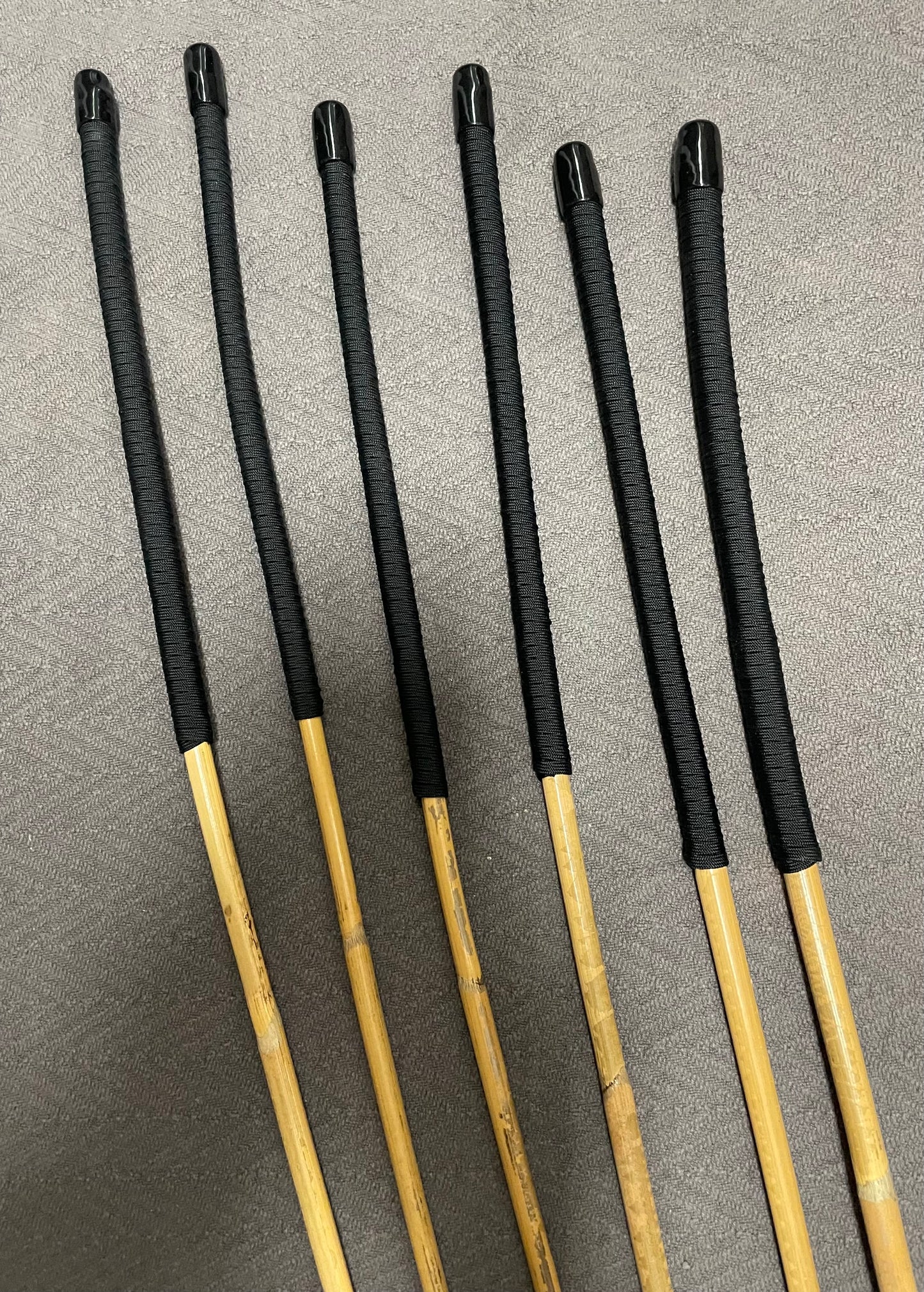 Beginner Kooboo Rattan Punishment canes / BDSM Canes Set of 6 - Black Paracord  Handles - Stripewell Canes