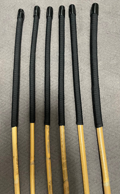 Beginner Kooboo Rattan Punishment canes / BDSM Canes Set of 6 - Black Paracord  Handles - Stripewell Canes