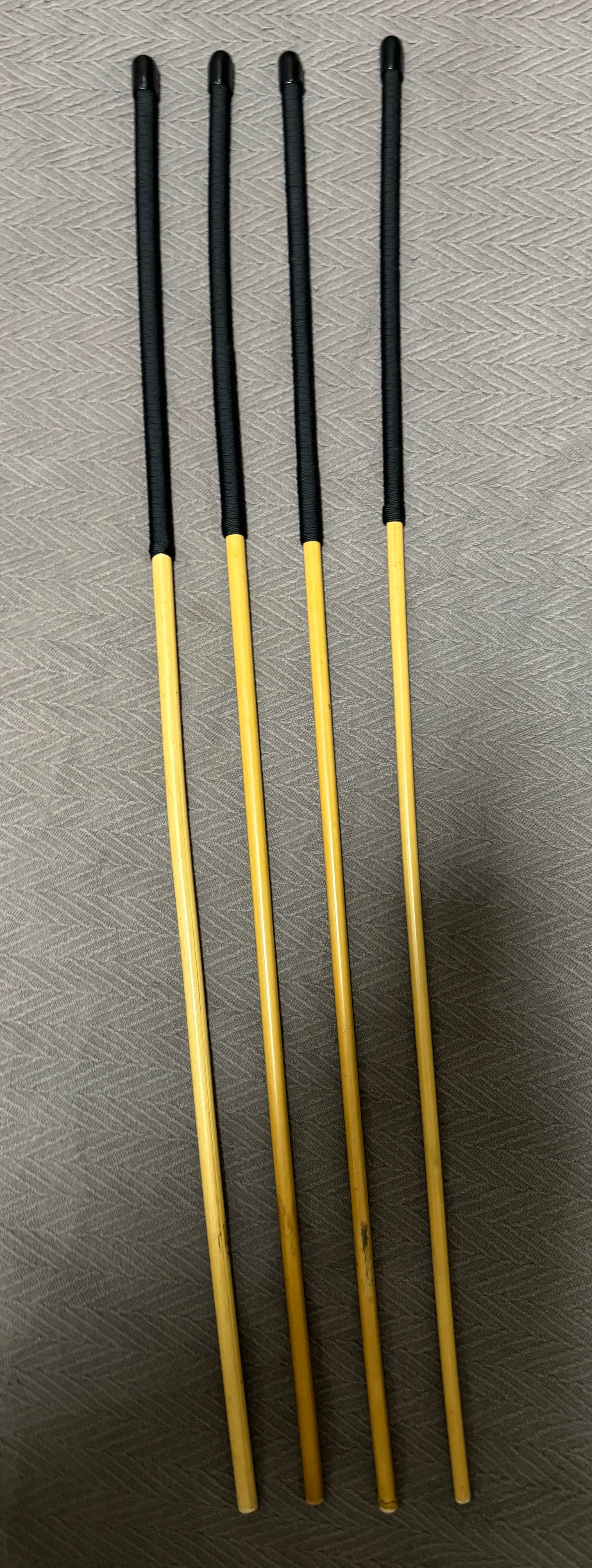 No Knot / Knotless Dragon Canes Set of 4 - 90 - 92 cms L & 10 - 13.5 mm D - BLACK Paracord Handles - Stripewell Canes