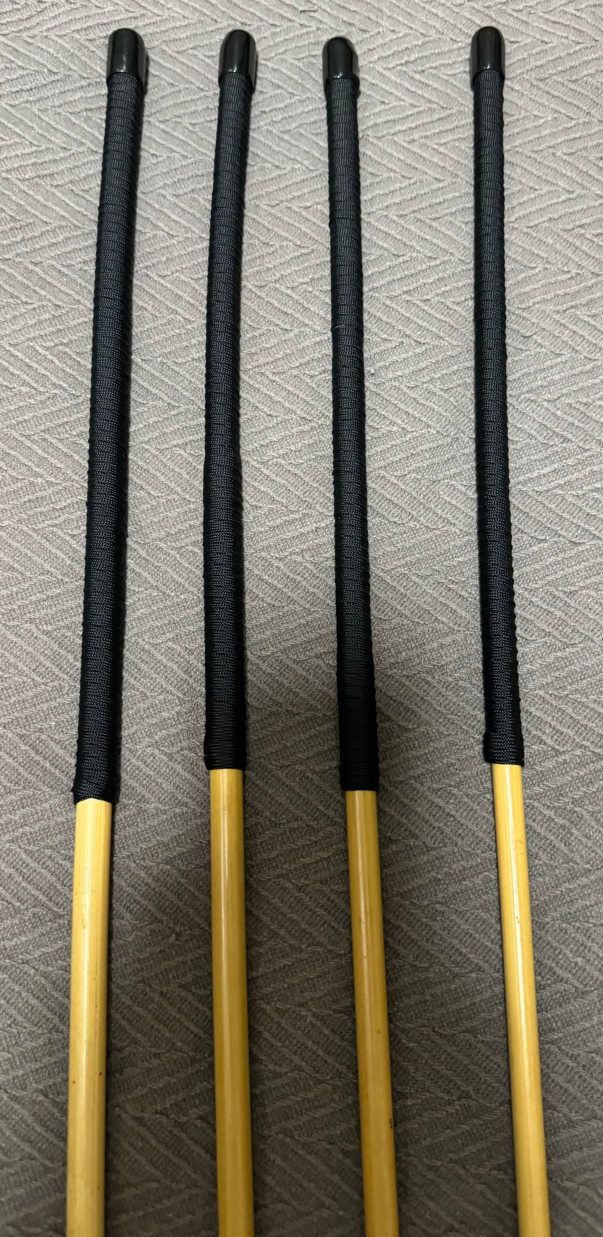 No Knot / Knotless Dragon Canes Set of 4 - 90 - 92 cms L & 10 - 13.5 mm D - BLACK Paracord Handles - Stripewell Canes