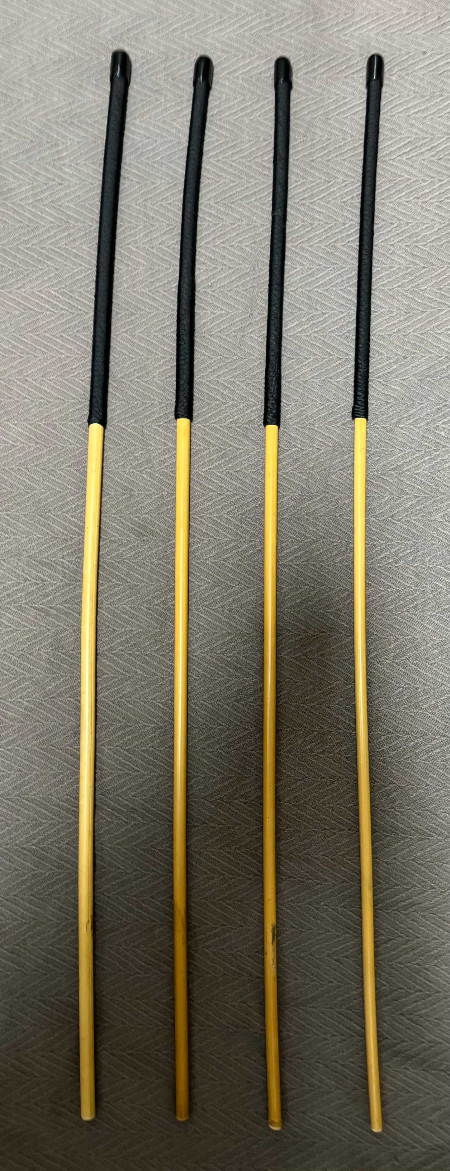 No Knot / Knotless Dragon Canes Set of 4 - 90 - 92 cms L & 10 - 13.5 mm D - BLACK Paracord Handles - Stripewell Canes