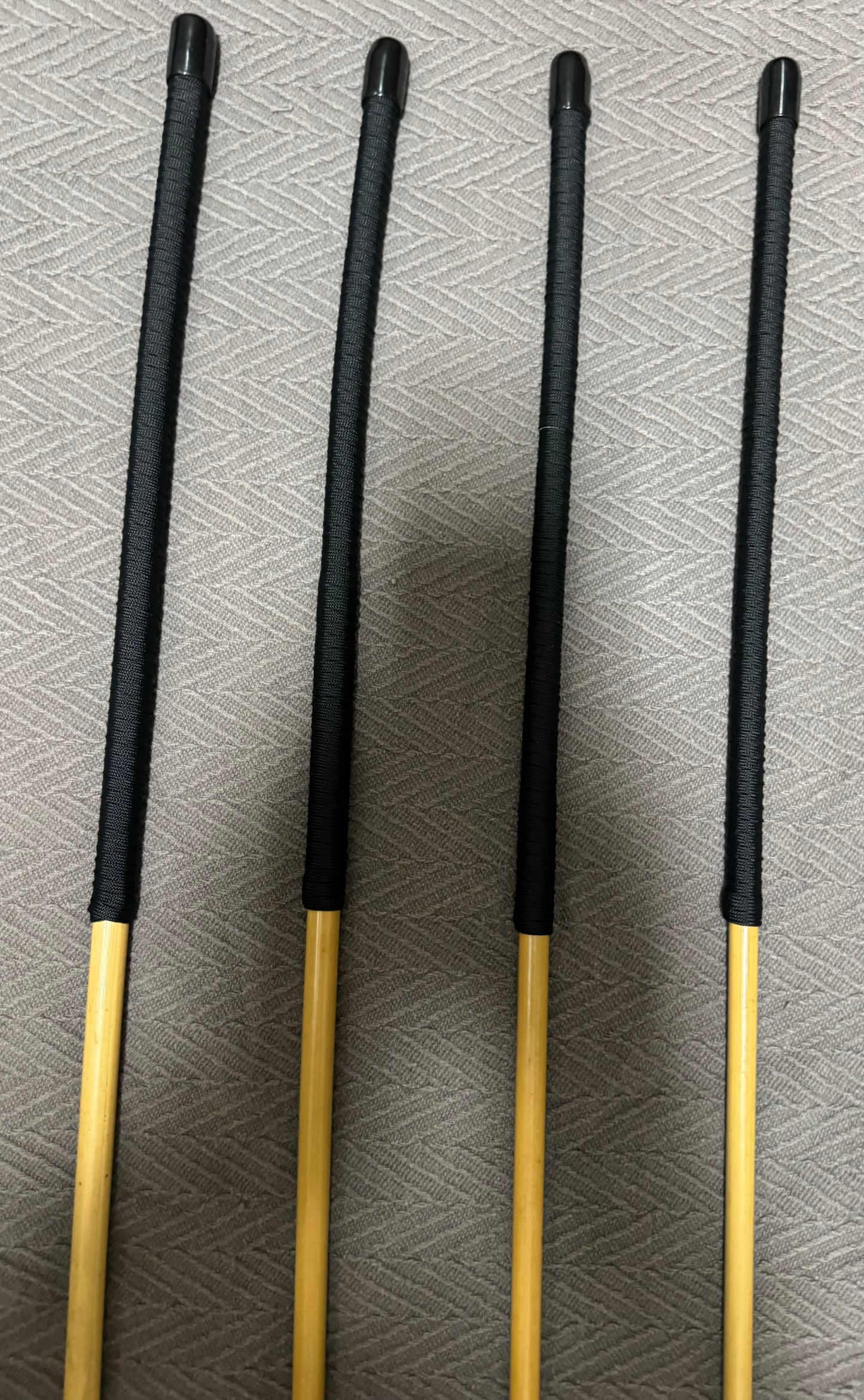 No Knot / Knotless Dragon Canes Set of 4 - 90 - 92 cms L & 10 - 13.5 mm D - BLACK Paracord Handles - Stripewell Canes