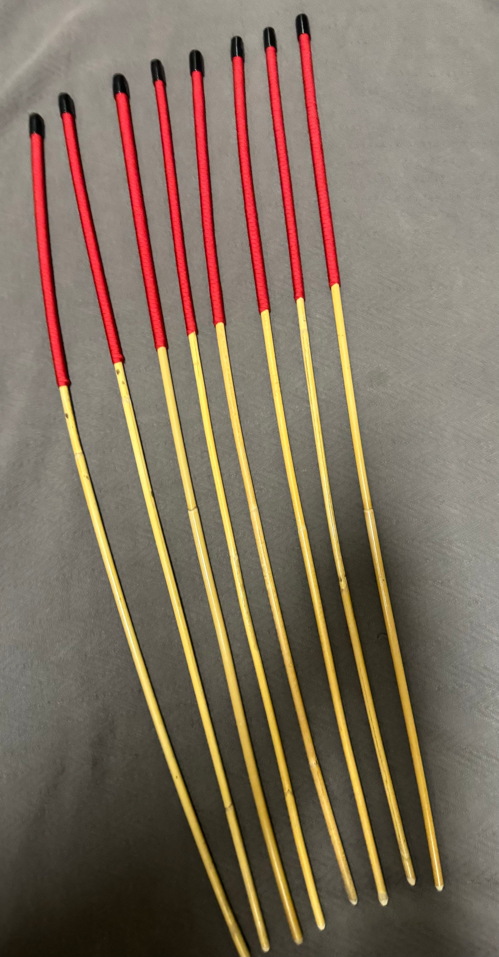 Whippy and Thin Dragon Canes Set of 8- 90 cms L & 6 - 10 mm D - Imperial Red Paracord Handles - Stripewell Canes