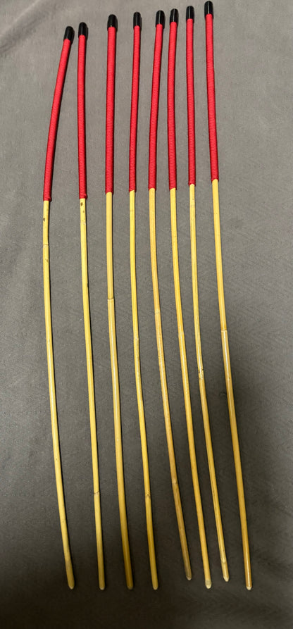 Whippy and Thin Dragon Canes Set of 8- 90 cms L & 6 - 10 mm D - Imperial Red Paracord Handles - Stripewell Canes