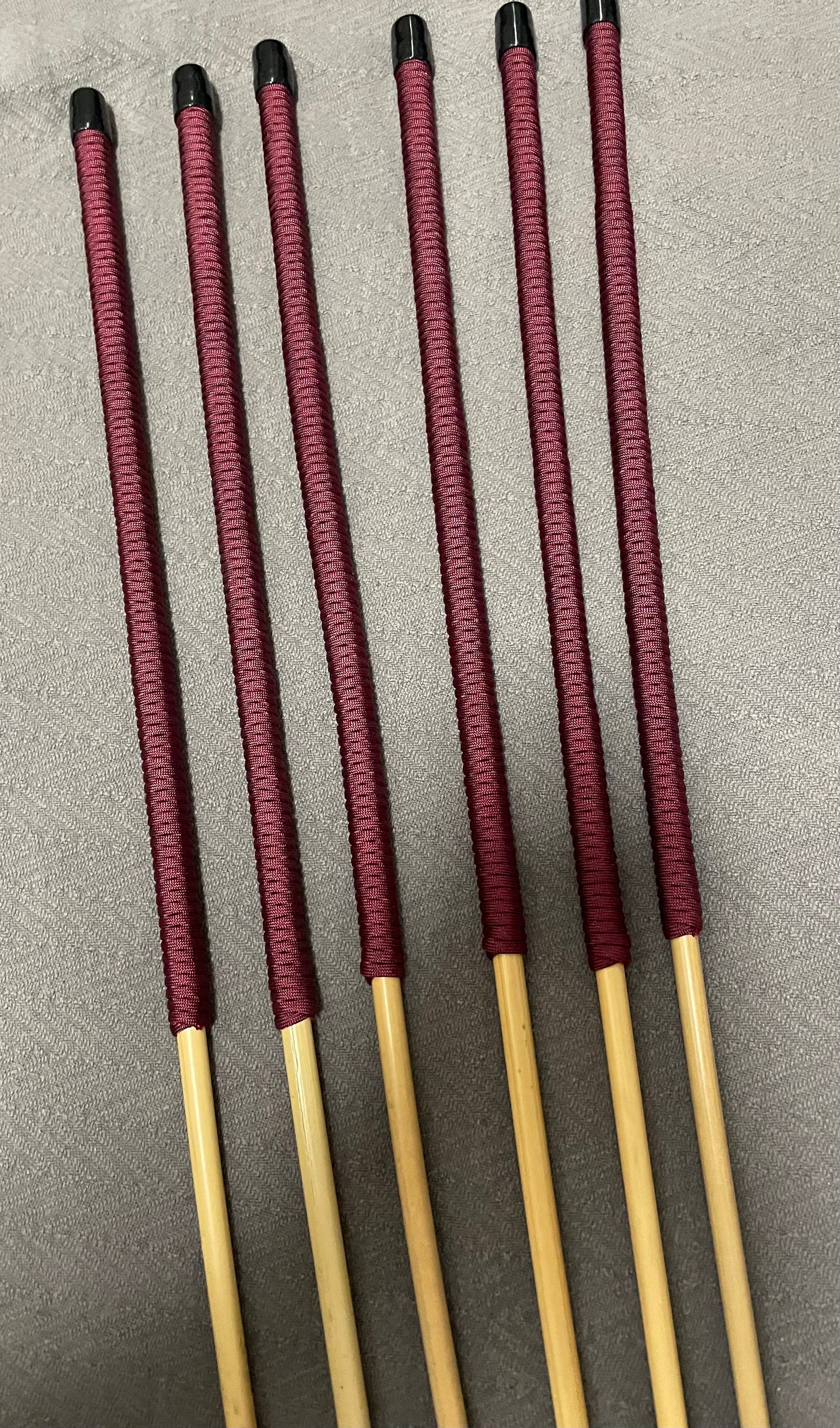 Thick and Thuddy Dragon Canes / Judicial Punishment Canes / BDSM Canes Set of 6  - 110 cms Length - Burgundy Paracord Handles - Stripewell Canes