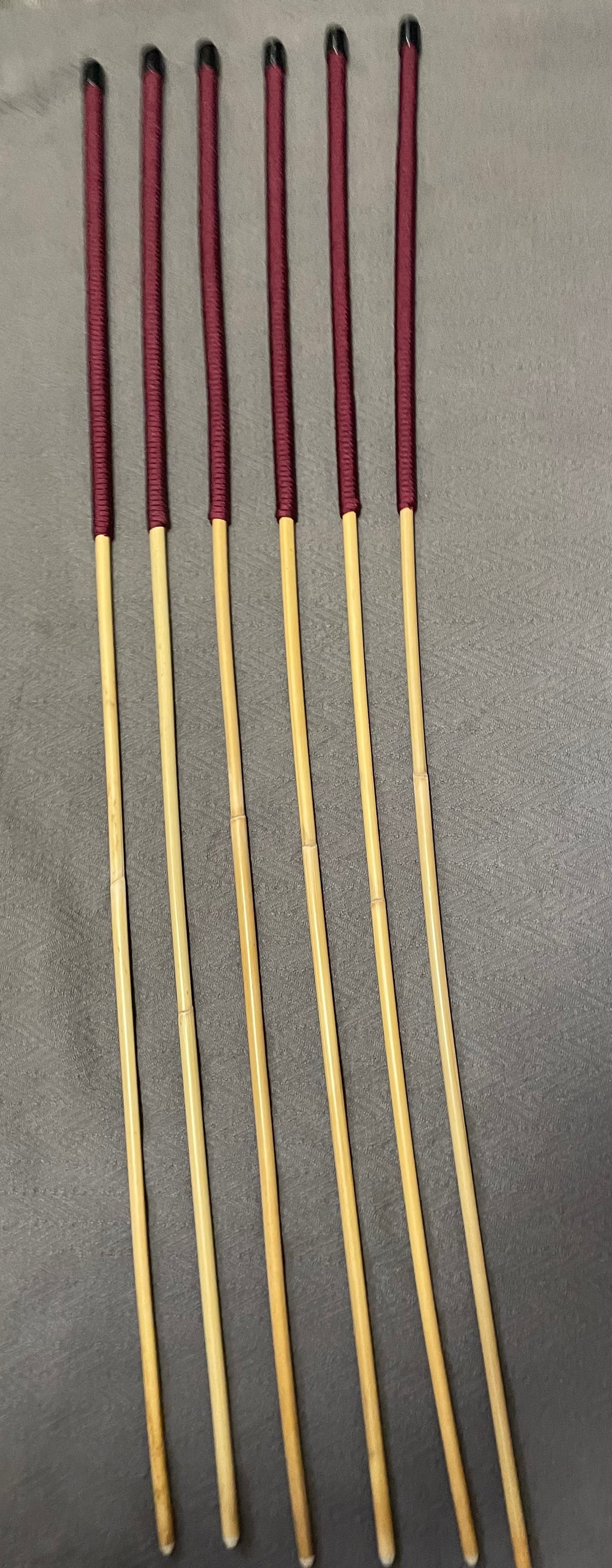 Thick and Thuddy Dragon Canes / Judicial Punishment Canes / BDSM Canes Set of 6  - 110 cms Length - Burgundy Paracord Handles - Stripewell Canes