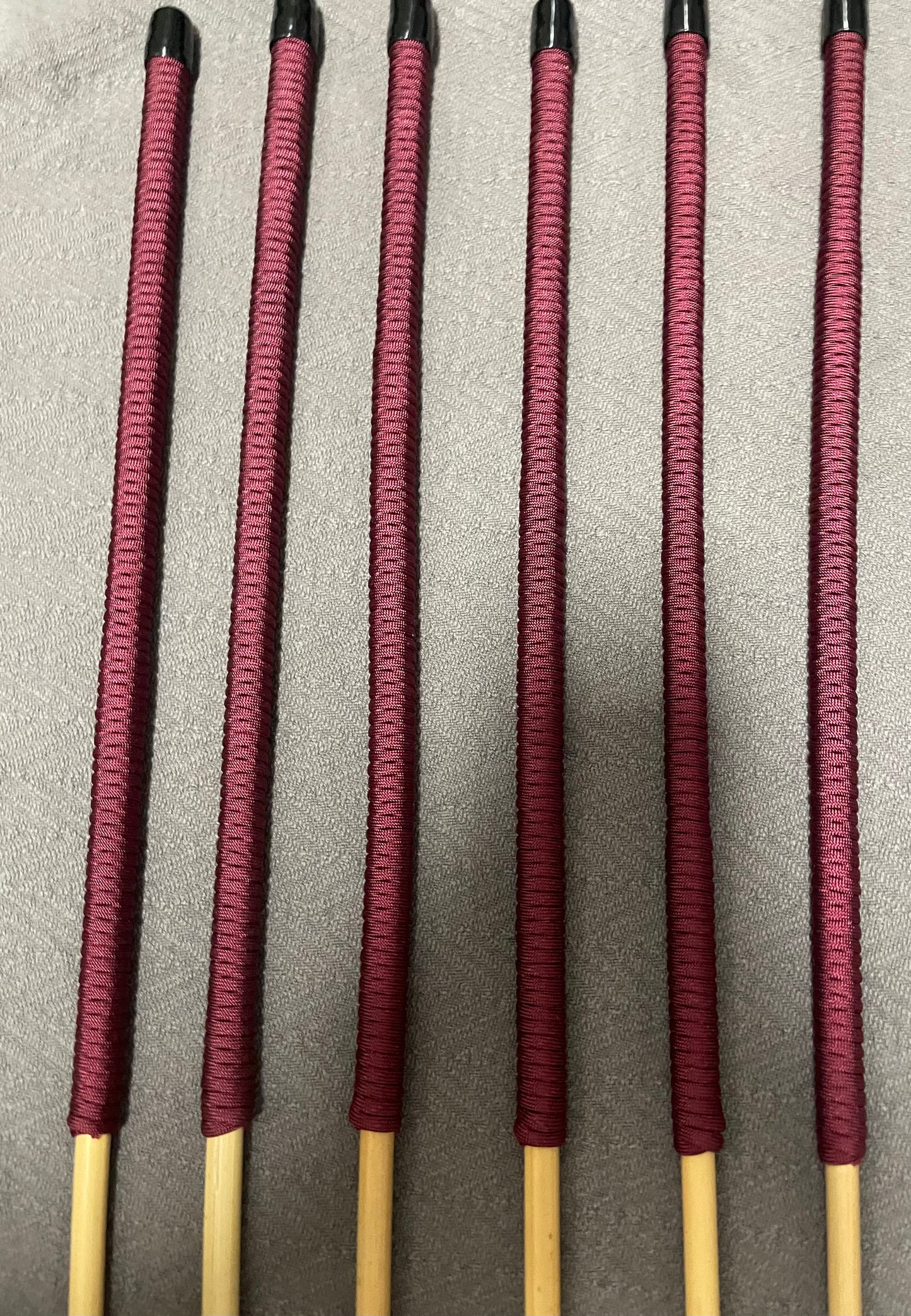 Thick and Thuddy Dragon Canes / Judicial Punishment Canes / BDSM Canes Set of 6  - 110 cms Length - Burgundy Paracord Handles - Stripewell Canes