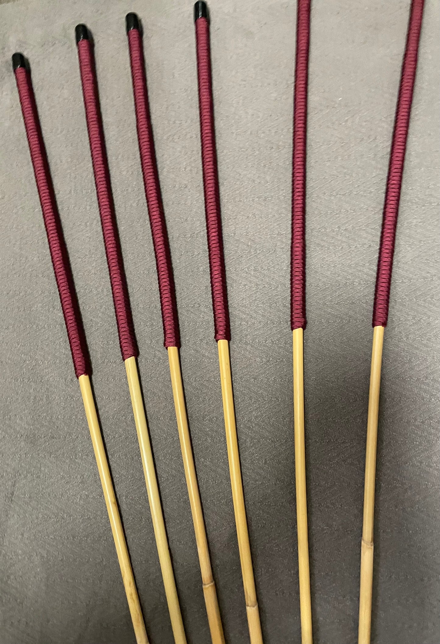 Thick and Thuddy Dragon Canes / Judicial Punishment Canes / BDSM Canes Set of 6  - 110 cms Length - Burgundy Paracord Handles - Stripewell Canes