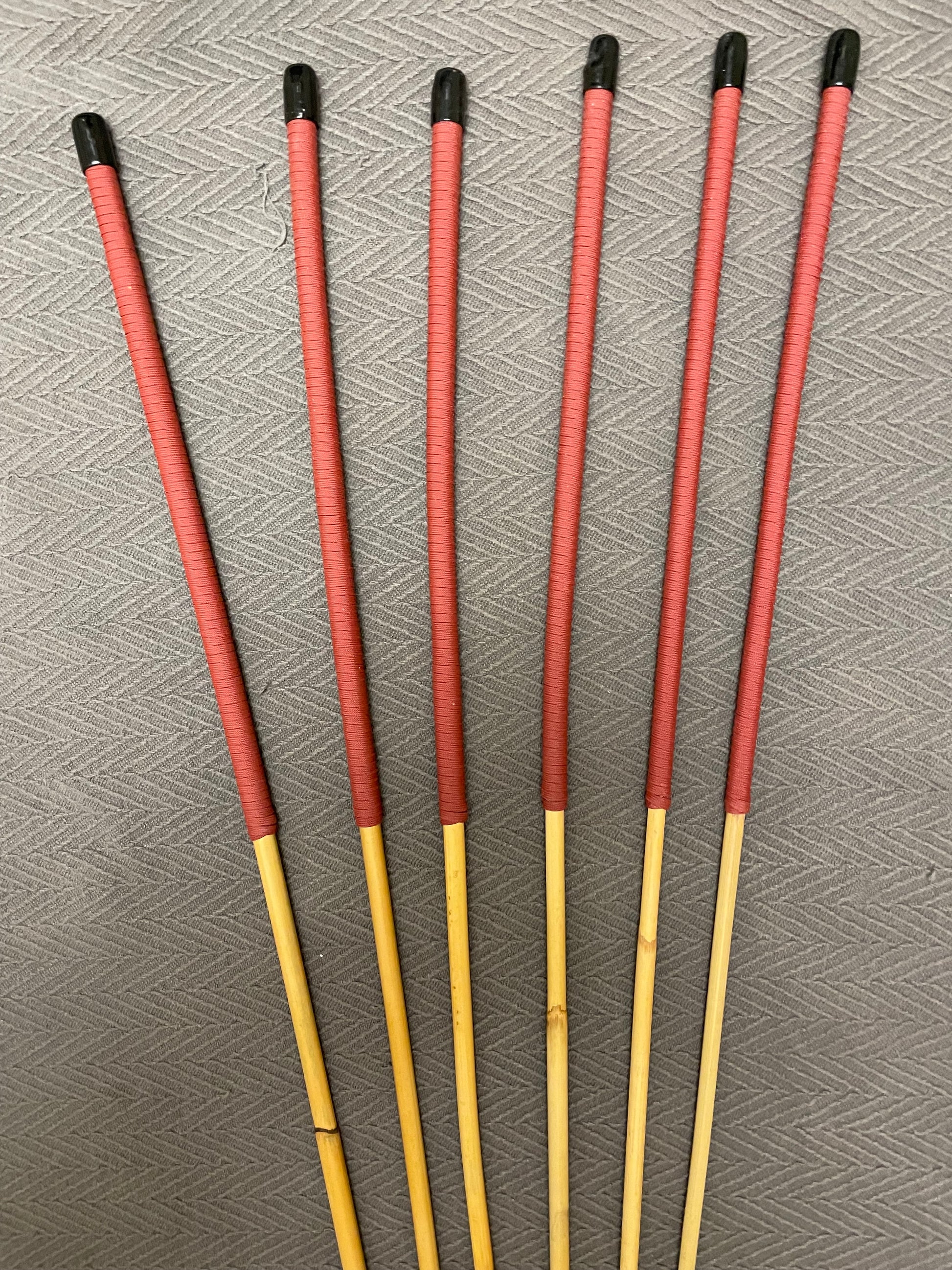 Thick and Thuddy Dragon Canes / Judicial Punishment Canes / BDSM Canes Set of 6  - 115 cms Length - BRICK RED Paracord Handles - Stripewell Canes