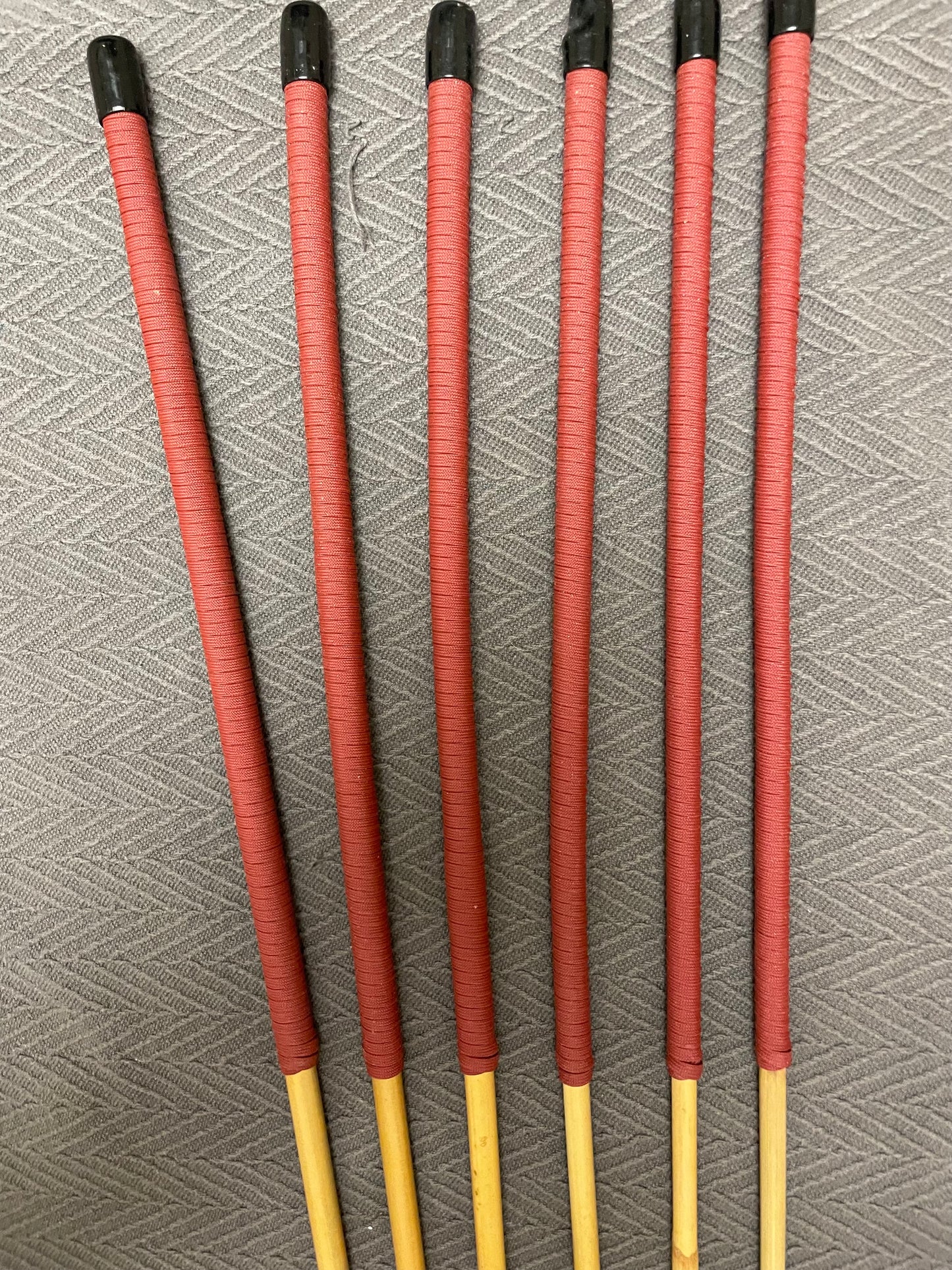 Thick and Thuddy Dragon Canes / Judicial Punishment Canes / BDSM Canes Set of 6  - 115 cms Length - BRICK RED Paracord Handles - Stripewell Canes